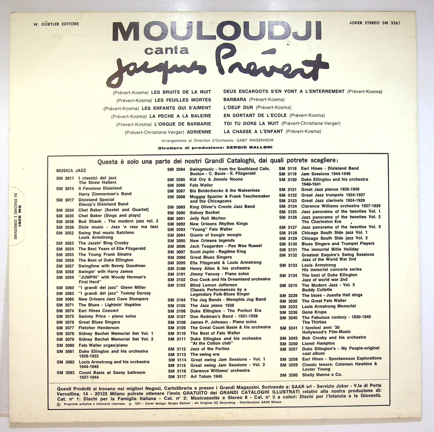 EBOND Mouloudji - Mouloudji Canta Jacques Prevert Vinile V071104