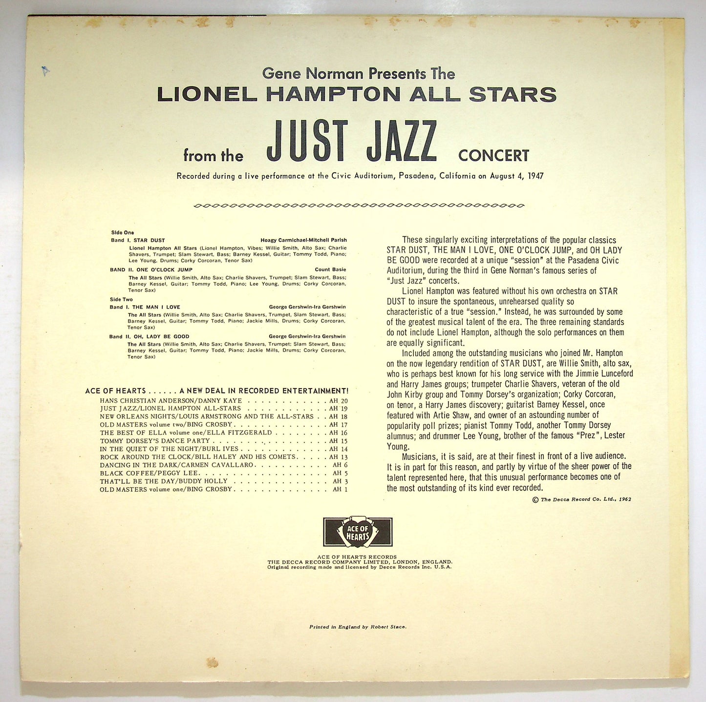 EBOND Lionel Hampton All Stars - The ''Original'' Star Dust Vinile V071143