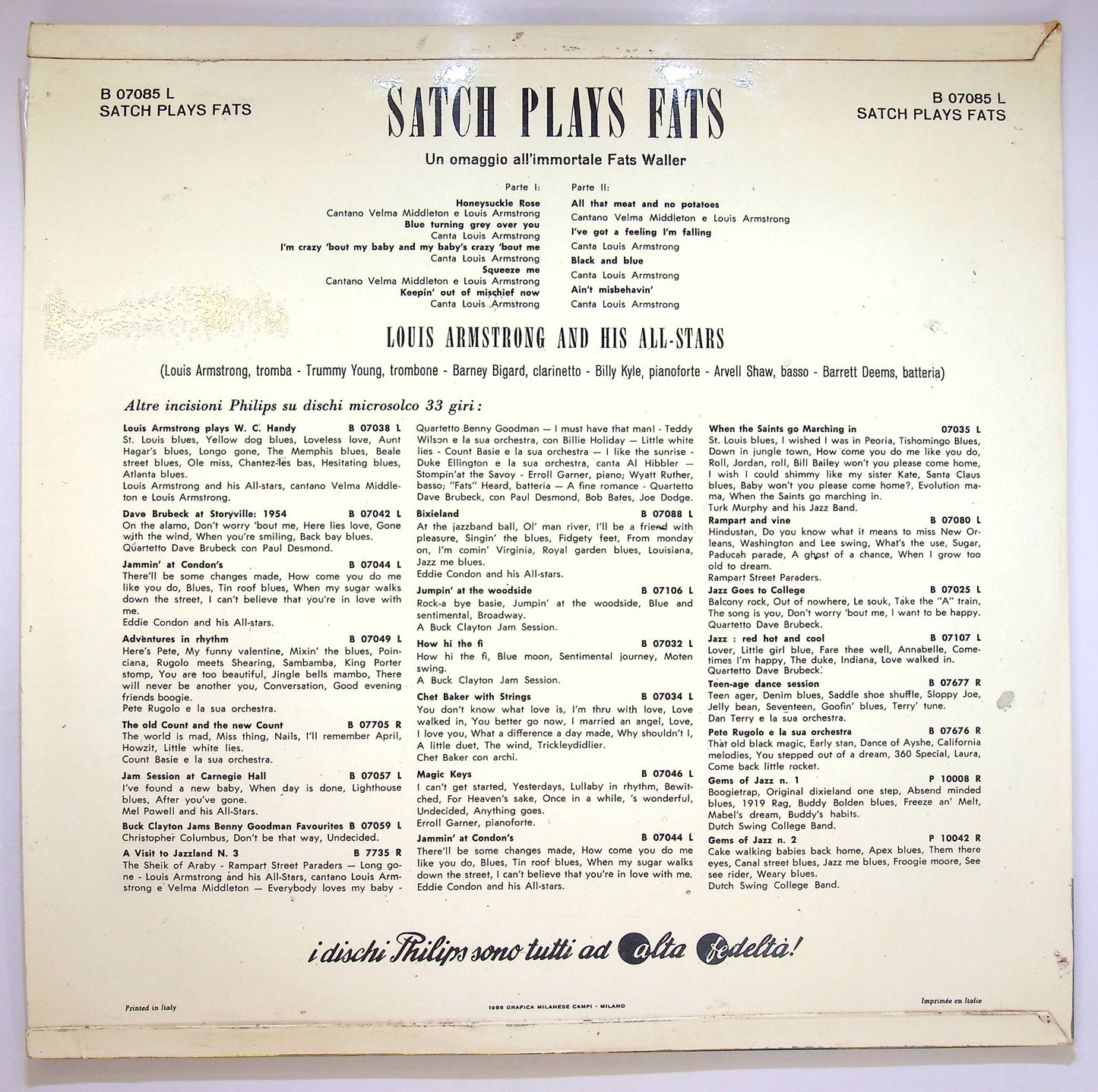 EBOND Louis Armstrong And His All-Stars - Satch Plays Fats Vinile V072096