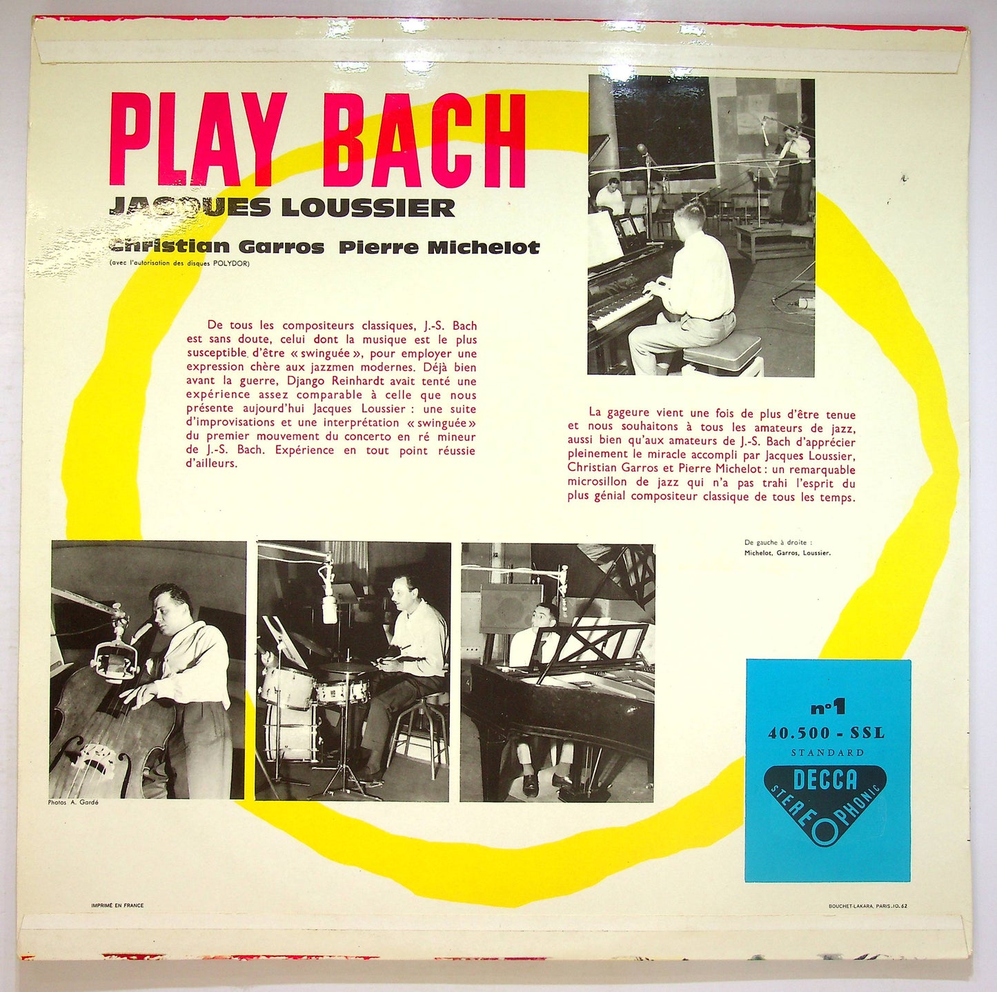 EBOND Jacques Loussier - Garros - Michelot- Play Bach No.1 Vinile V073026