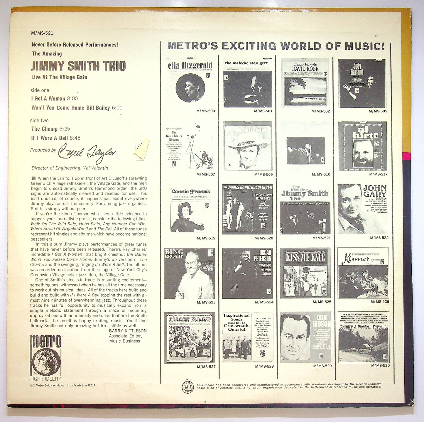 EBOND The Amazing Jimmy Smith Trio - Live At The Village Gate Vinile V073046