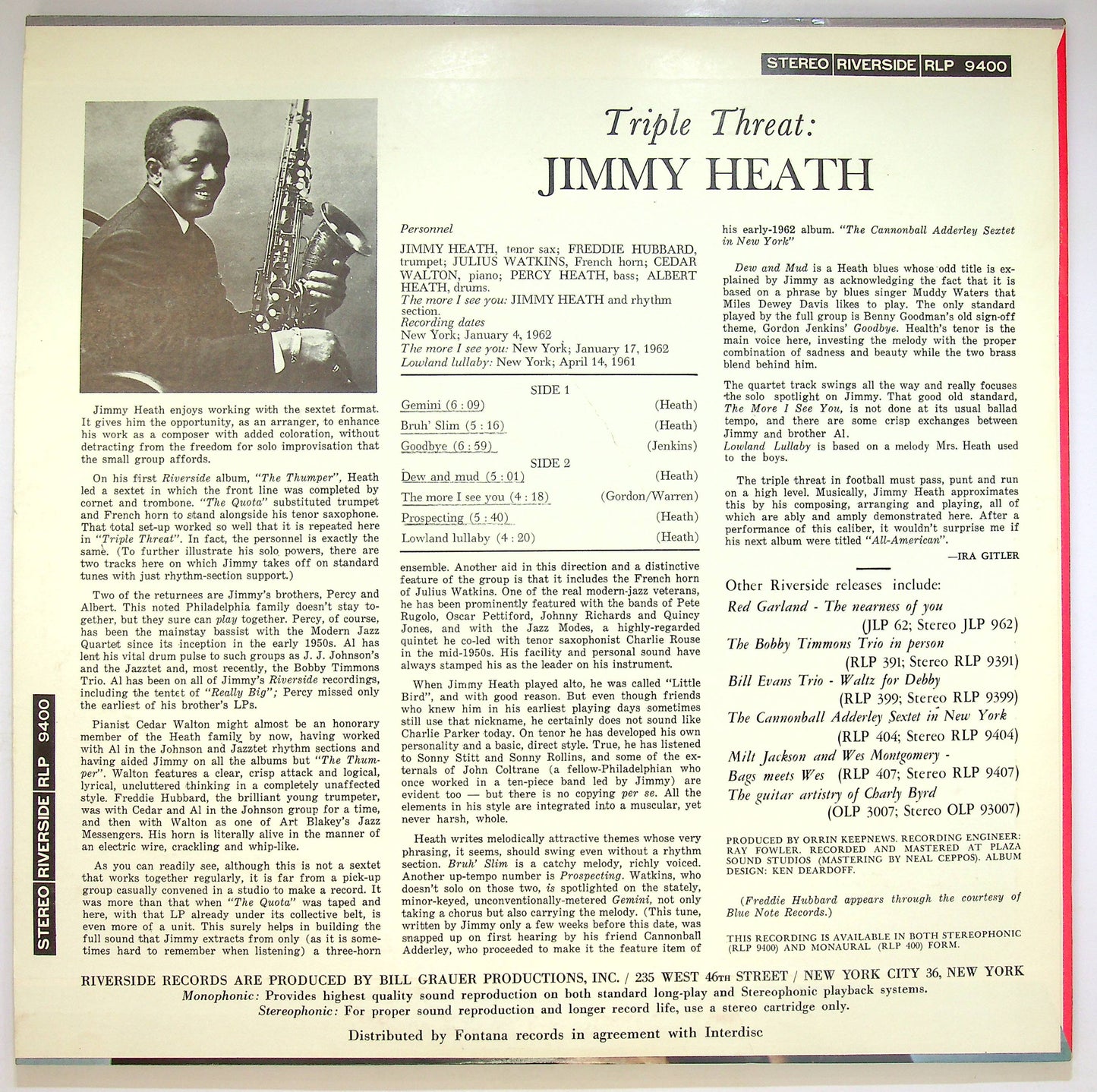 EBOND Jimmy Heath - Triple Threat Vinile V073054