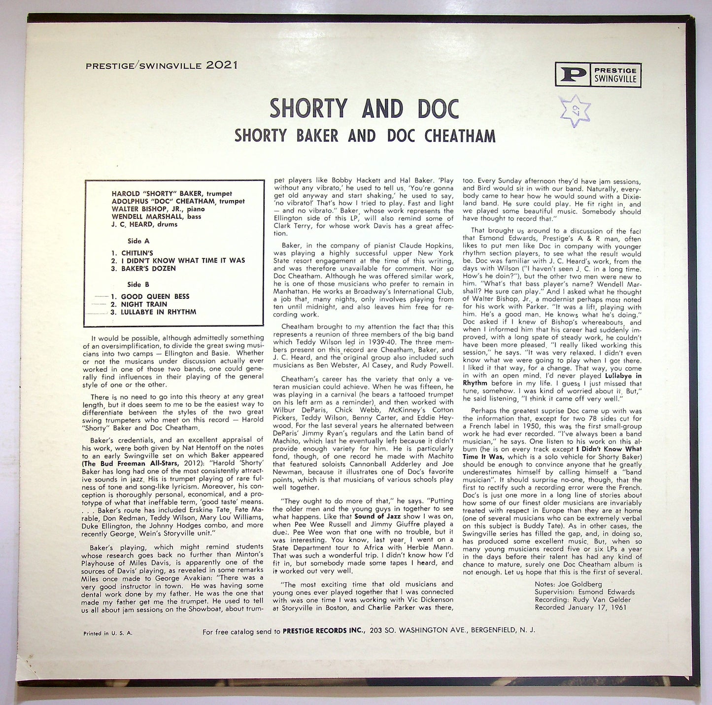 EBOND Shorty Baker & Doc Cheatham - Shorty & Doc Vinile V074051