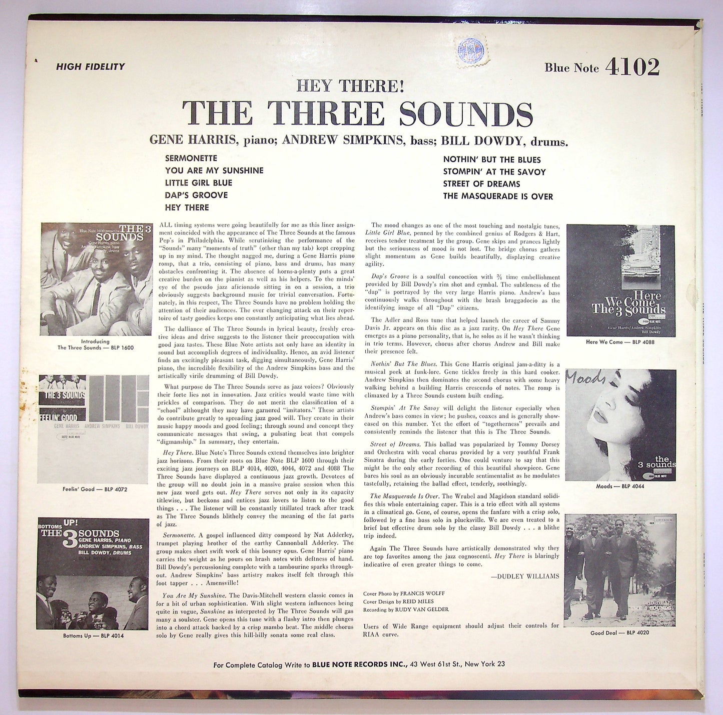 EBOND The Three Sounds - Hey There (VAN GELDER, Plastylite ear) Vinile V074073