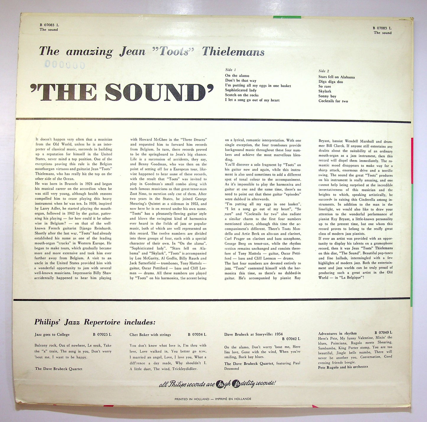 EBOND The Amazing Jean 'Toots' Thielemans - The Sound Vinile V074095