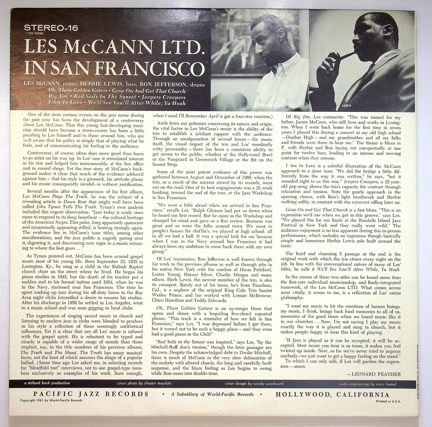 EBOND Les McCann Ltd. - Les McCann Ltd. In San Francisco Vinile V074138