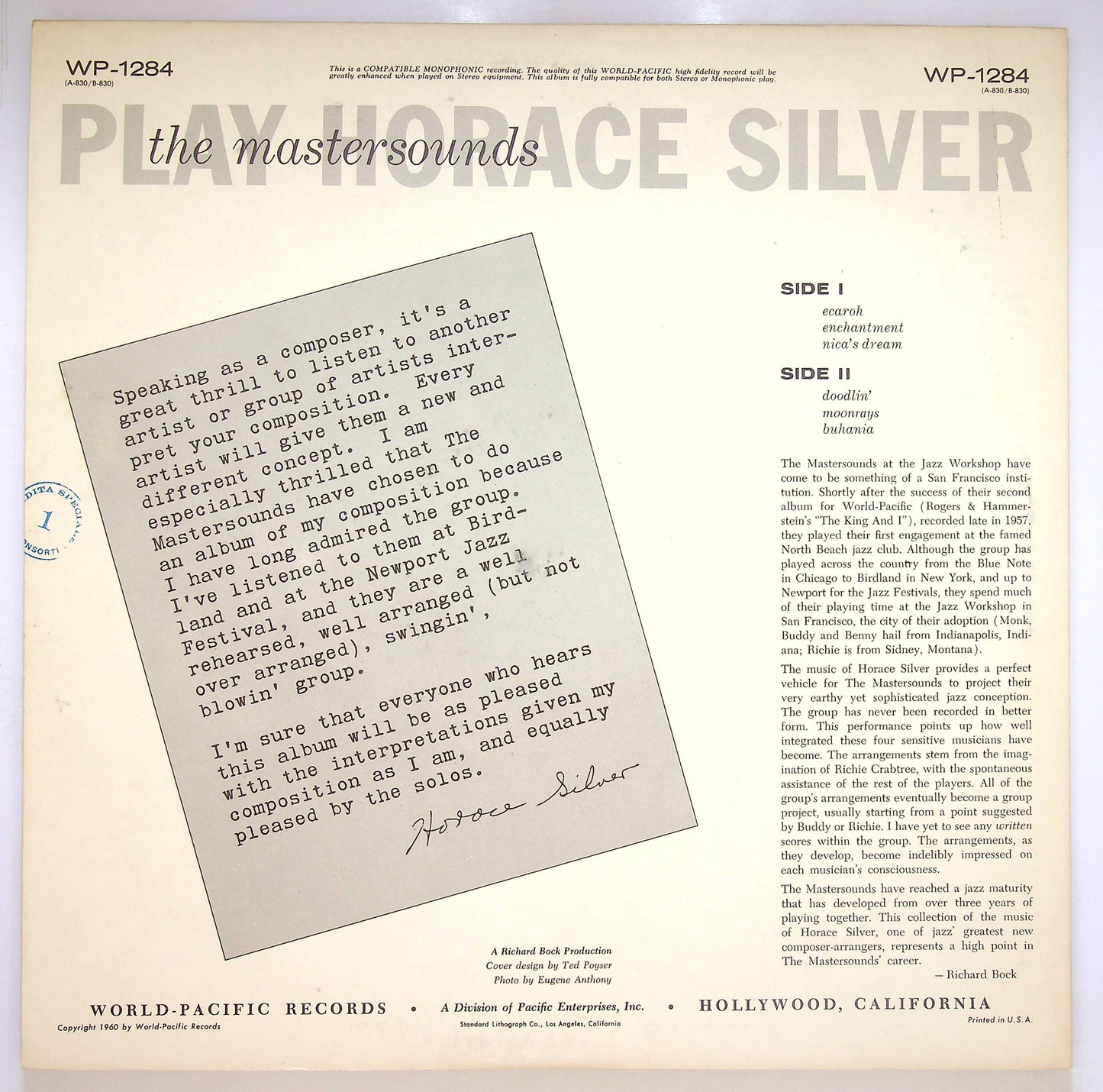 EBOND The Mastersounds Play Compositions By Horace Silver Vinile V075001