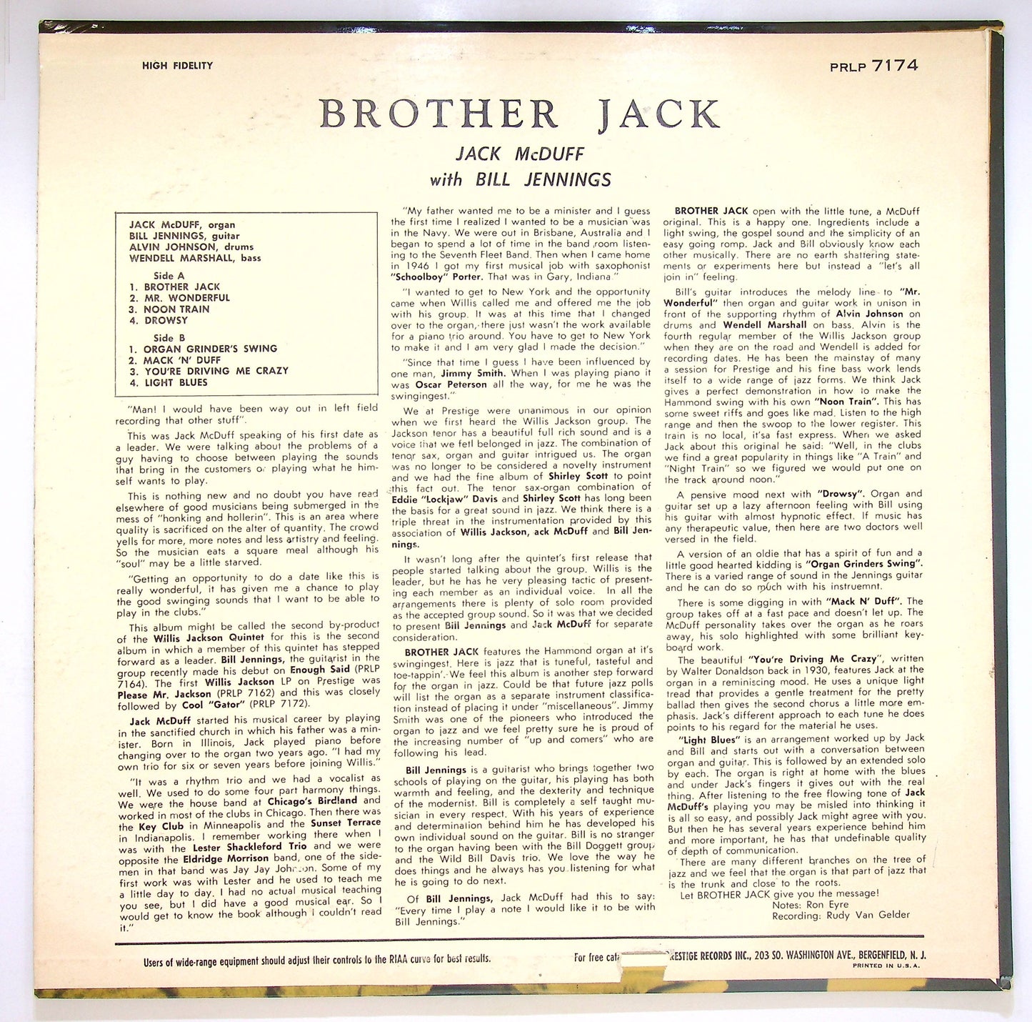 EBOND Jack McDuff With Bill Jennings - Brother Jack Vinile V075007