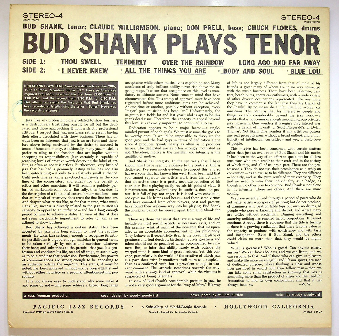 EBOND Bud Shank - Plays Tenor Vinile V075029