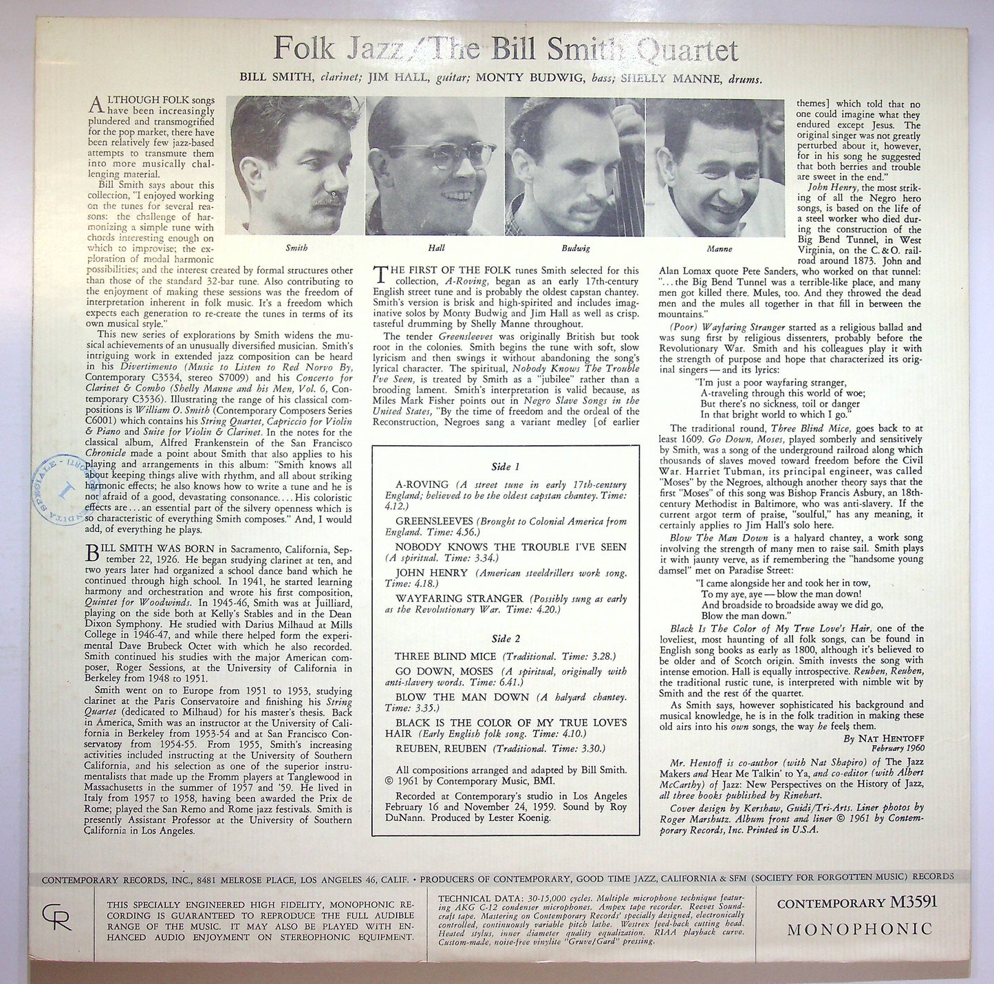 EBOND The Bill Smith Quartet - Folk Jazz Vinile V075033
