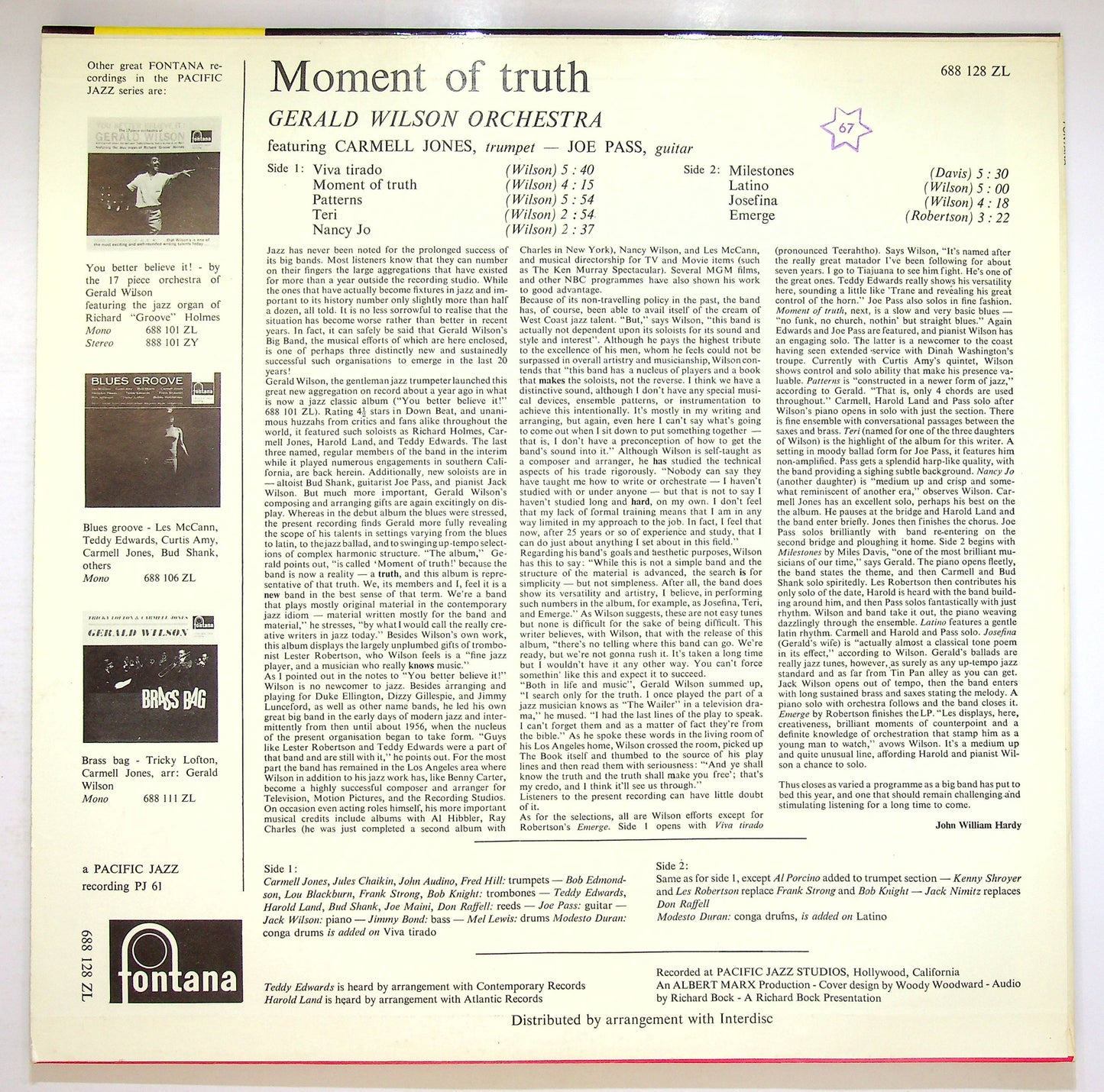 EBOND Gerald Wilson Orchestra - Moment Of Truth Vinile V075046