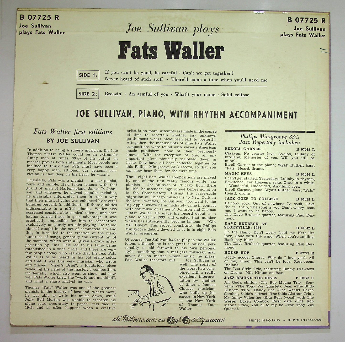 EBOND Joe Sullivan - Joe Sullivan Plays Fats Waller Vinile V075064