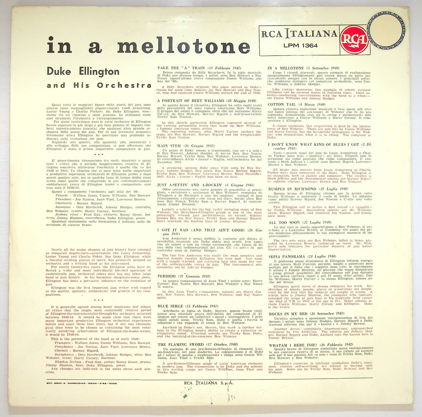 EBOND Duke Ellington And His Orchestra - In A Mellotone Vinile V075083
