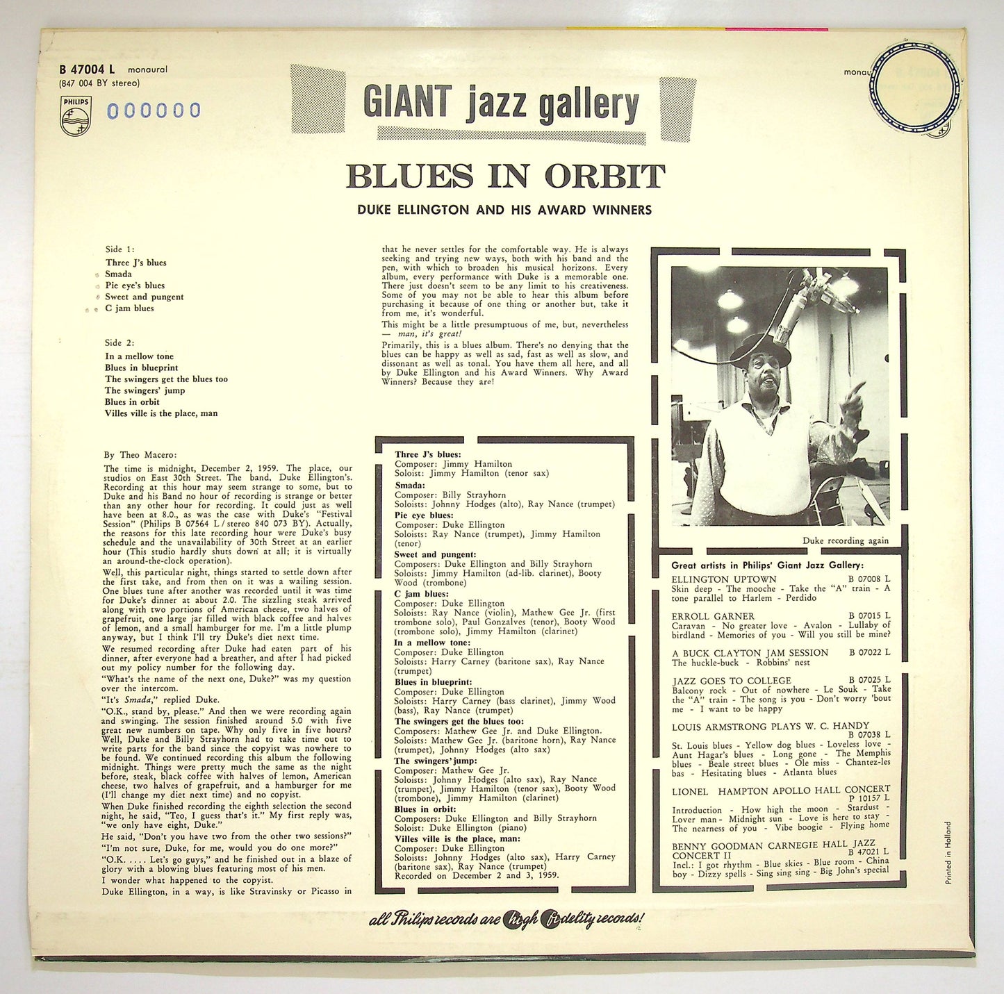 EBOND Duke Ellington - Blues In Orbit Vinile V075084