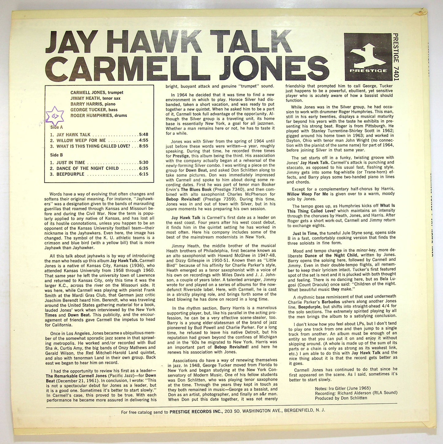 EBOND Carmell Jones - Jay Hawk Talk Vinile V075103