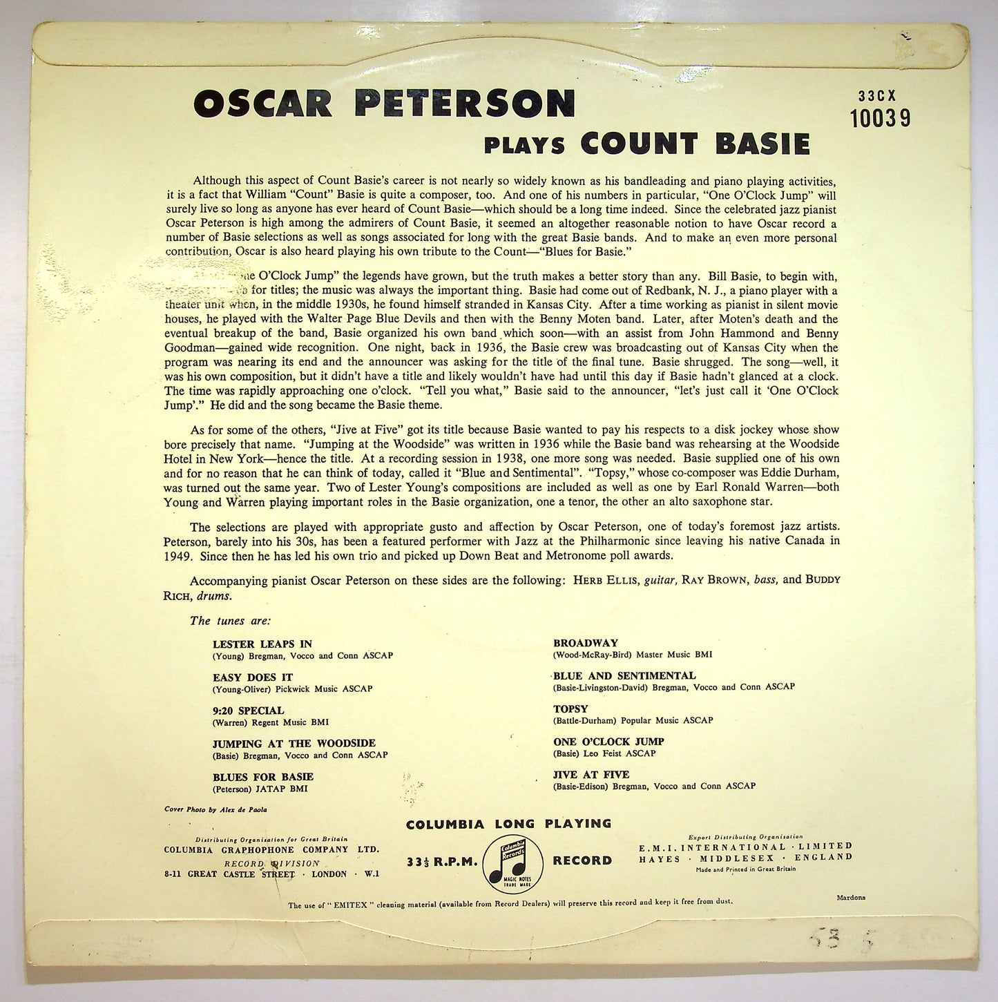 EBOND Oscar Peterson - Oscar Peterson Plays Count Basie Vinile V075110