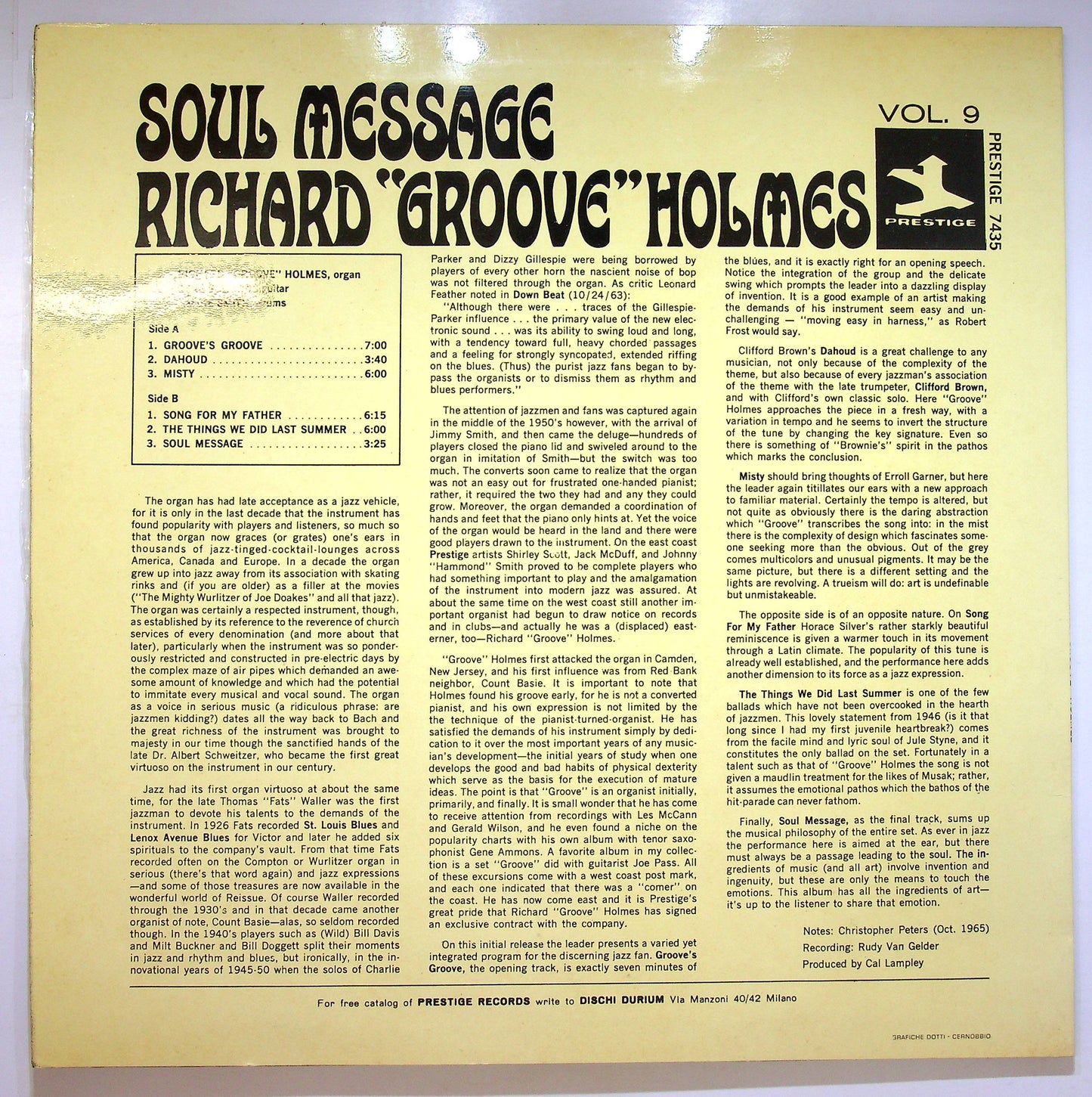 EBOND Richard ''Groove'' Holmes - Soul Message Vinile V075114