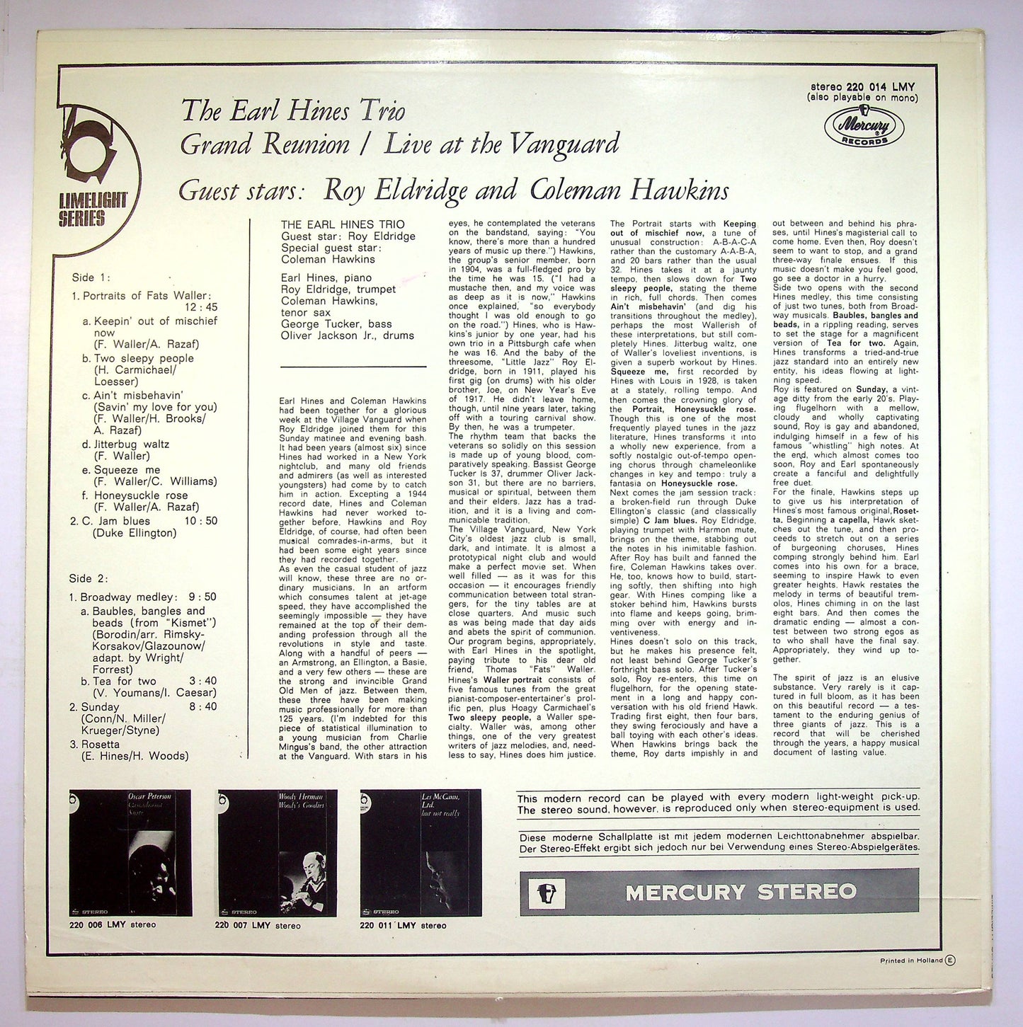 EBOND The Earl Hines Trio - Grand Reunion Vinile V075118