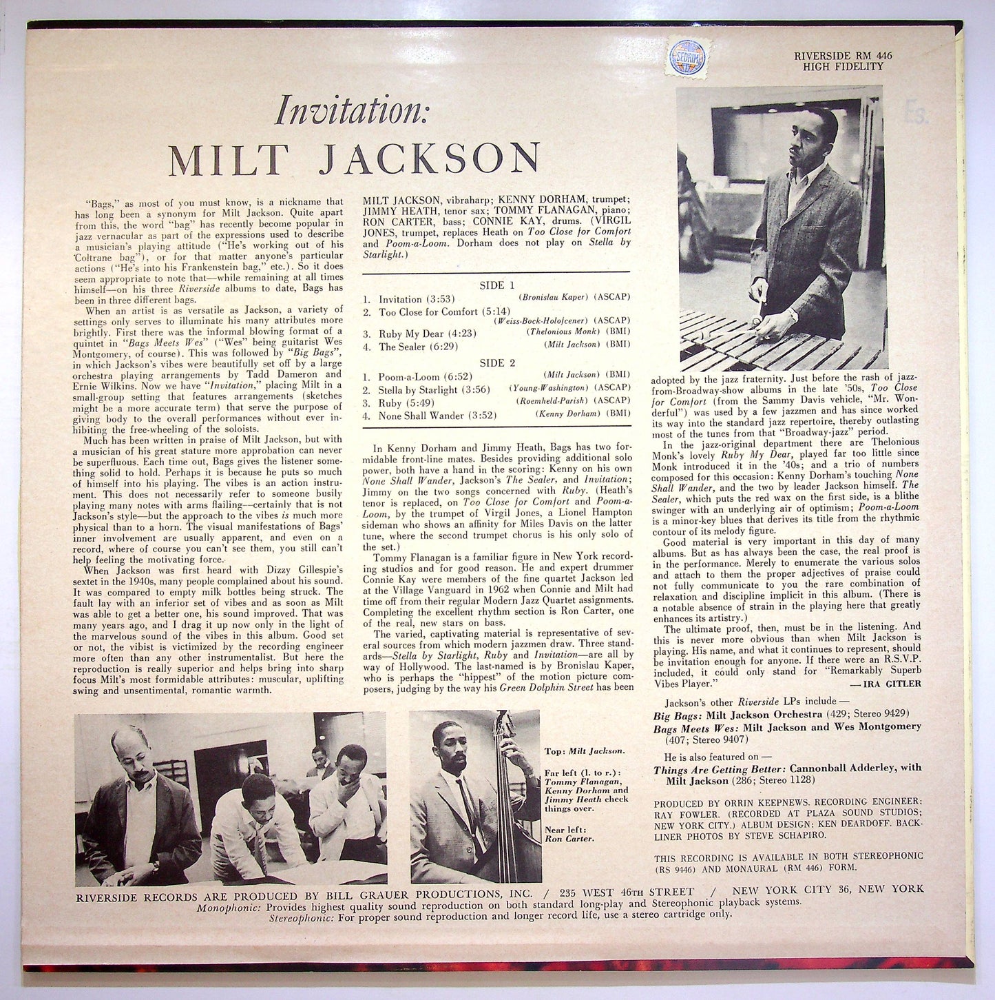 EBOND Milt Jackson Sextet - Invitation (Deep groove) Vinile V075120