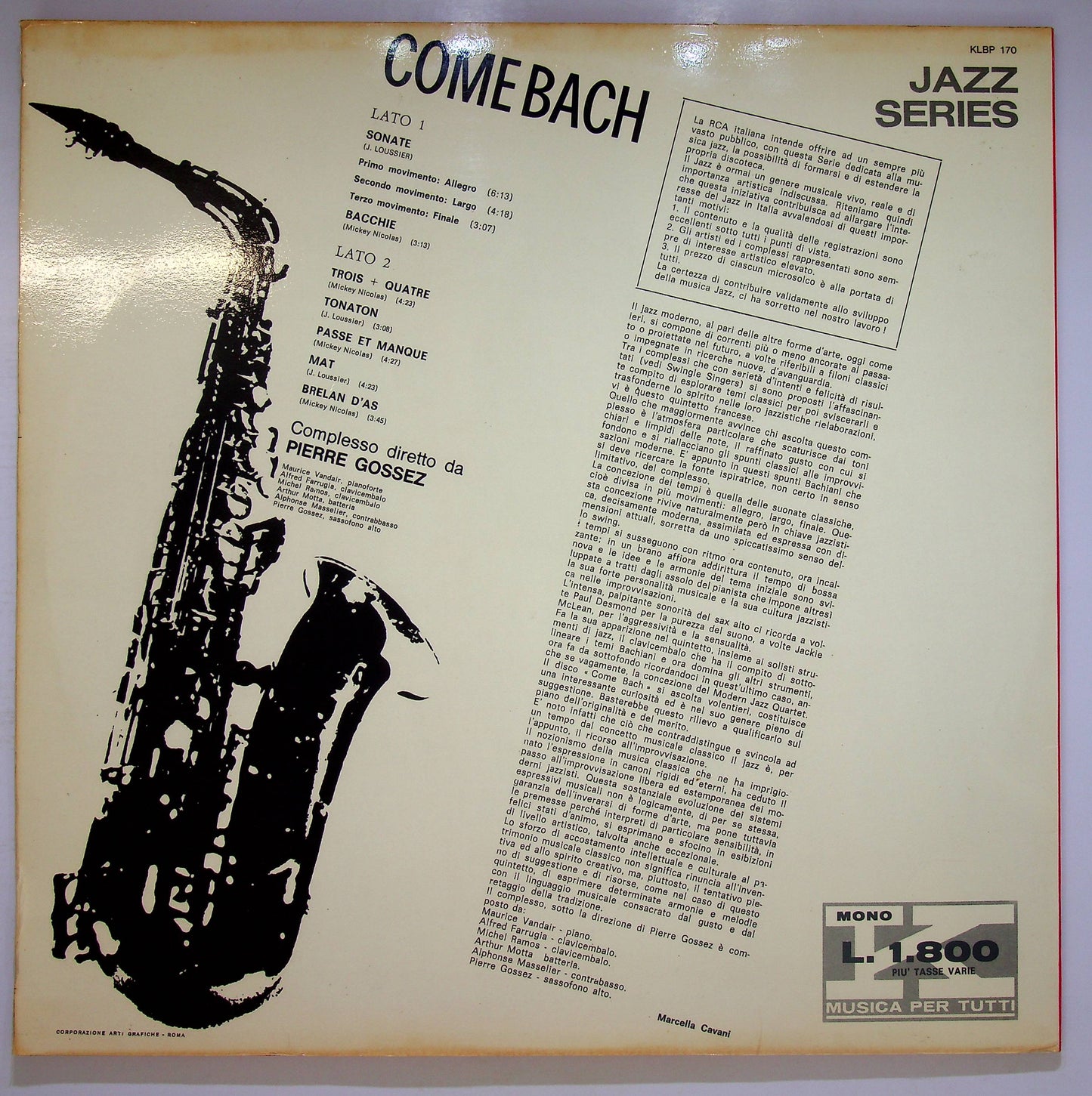 EBOND P. Gossez - Come Bach Vinile V075129