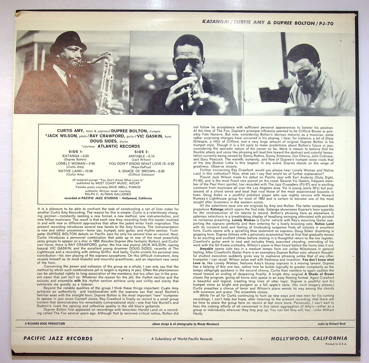 EBOND Curtis Amy & Dupree Bolton - Katanga! Vinile V076043