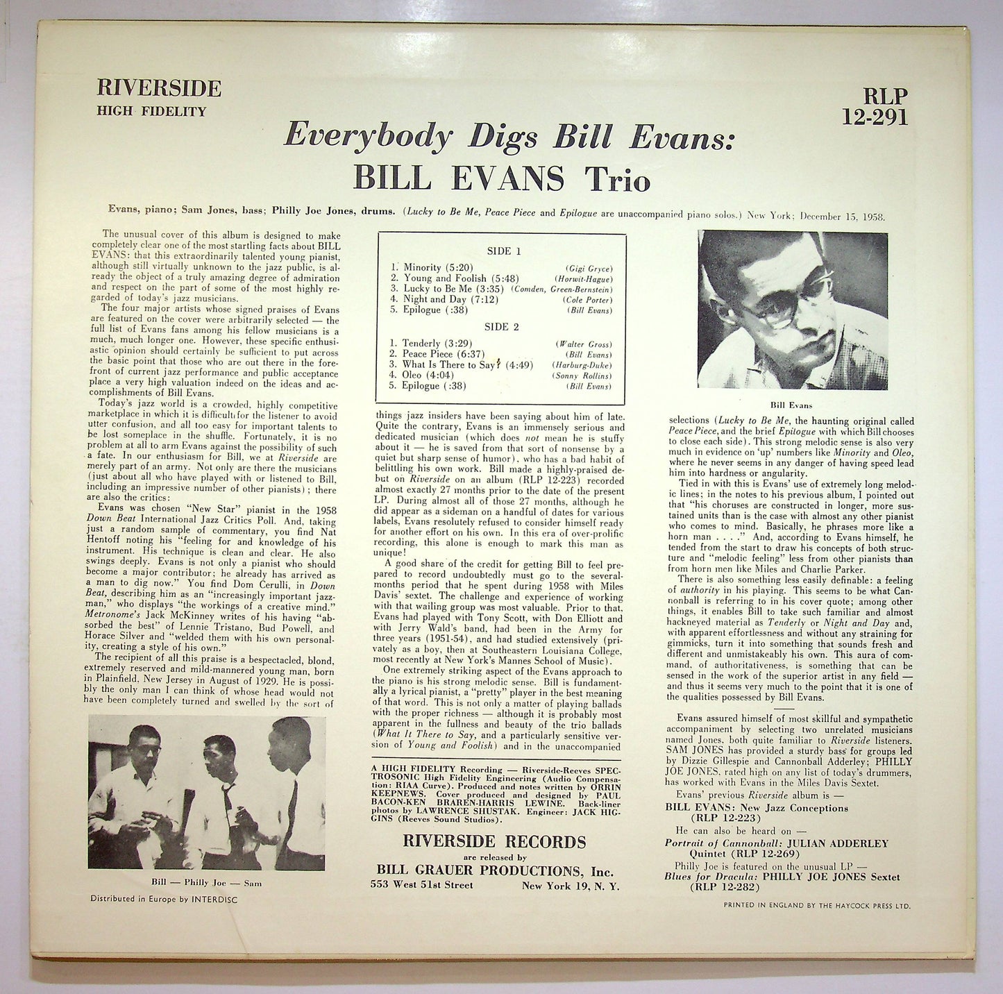 EBOND Bill Evans Trio - Everybody Digs Bill Evans (Holland) Vinile V076107