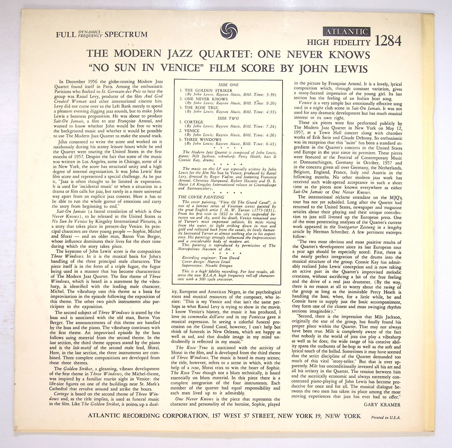 EBOND The Modern Jazz Quartet Plays One Never Knows Vinile V076130