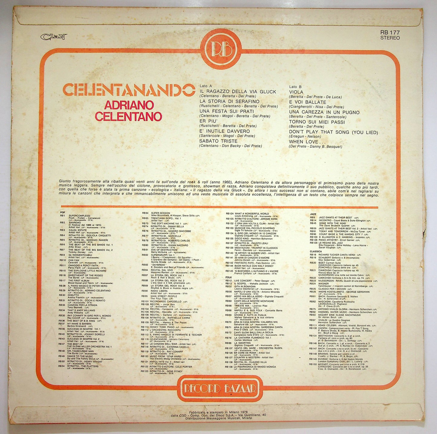 EBOND Adriano Celentano - Celentanando Vinile V078026