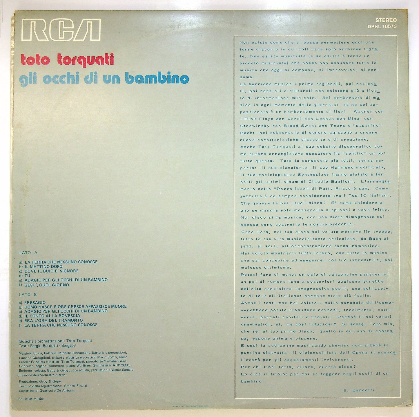 EBOND Toto Torquati - Gli Occhi Di Un Bambino Vinile V078113