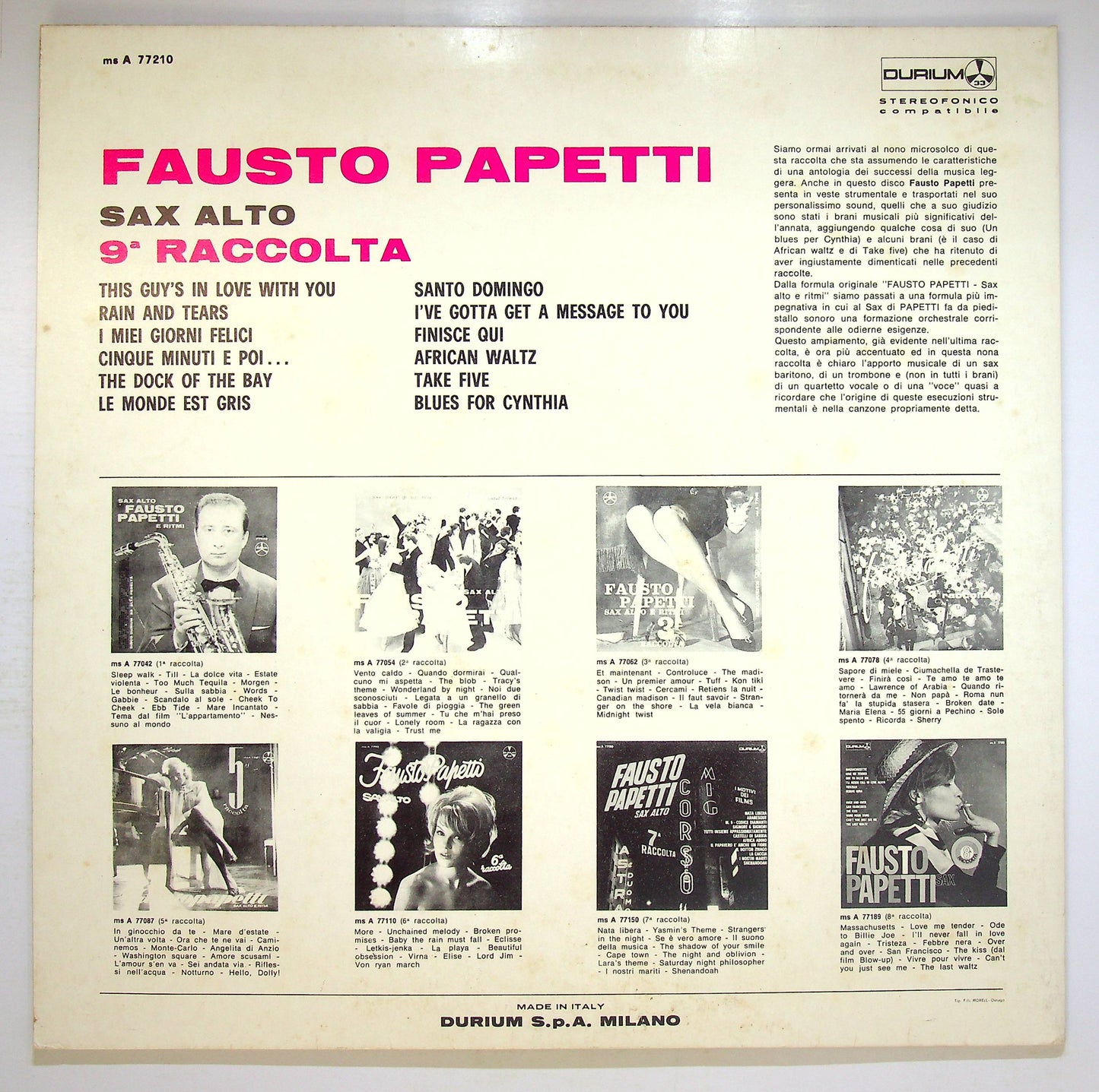 EBOND Fausto Papetti - 9a Raccolta Vinile V078130