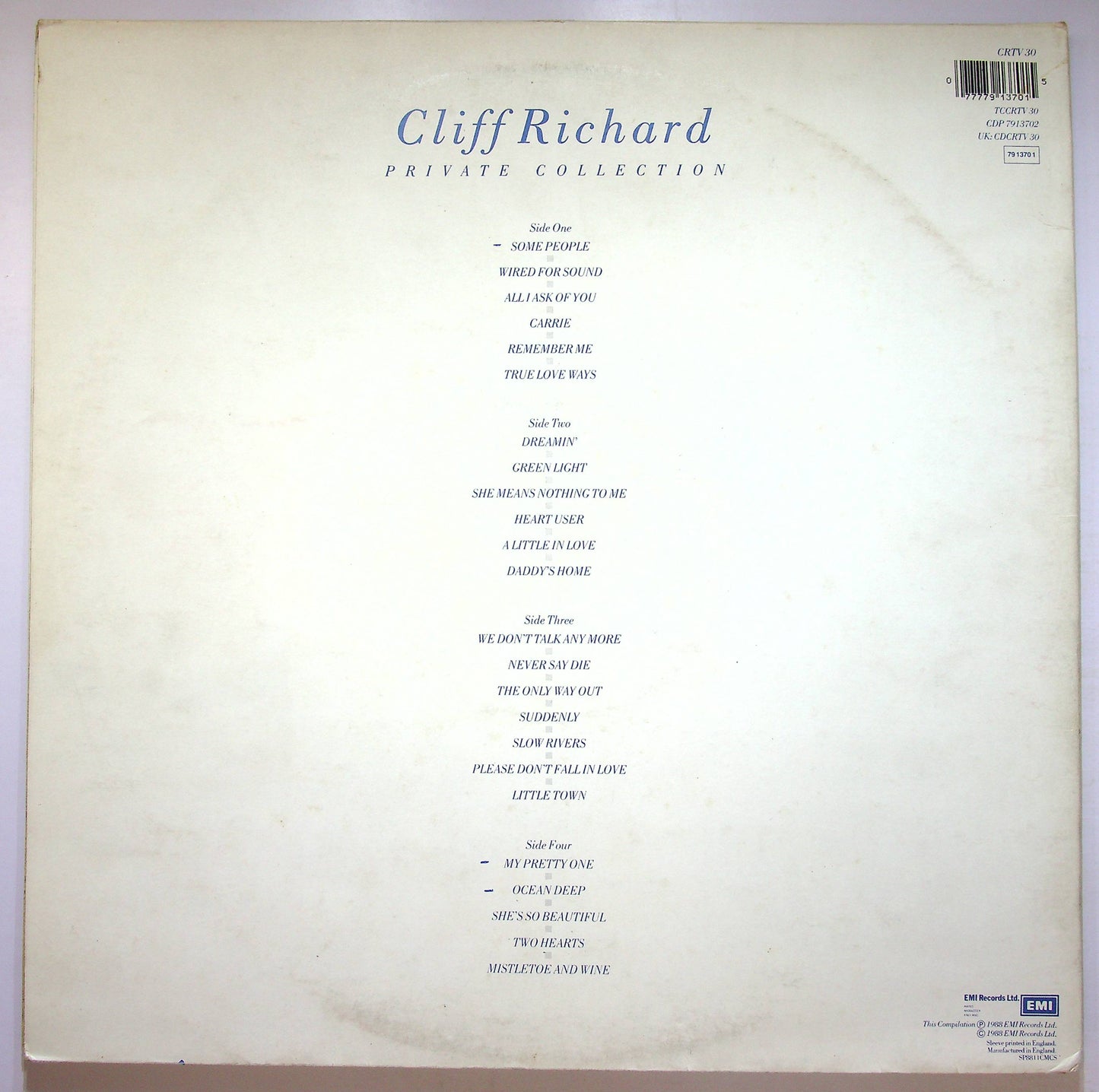 EBOND Cliff Richard - Private Collection (1979 - 1988) Vinile V079059