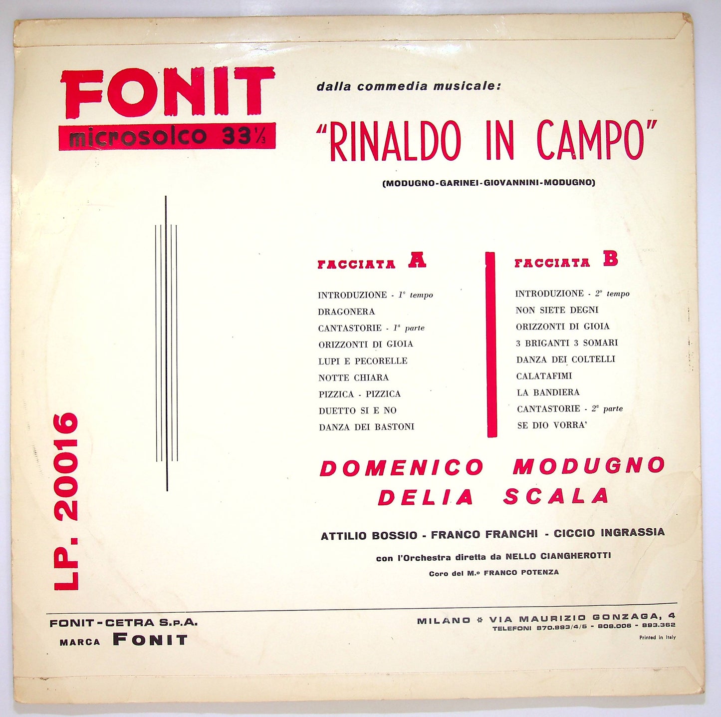 EBOND Domenico Modugno E Delia Scala - Rinaldo In Campo Vinile V080068