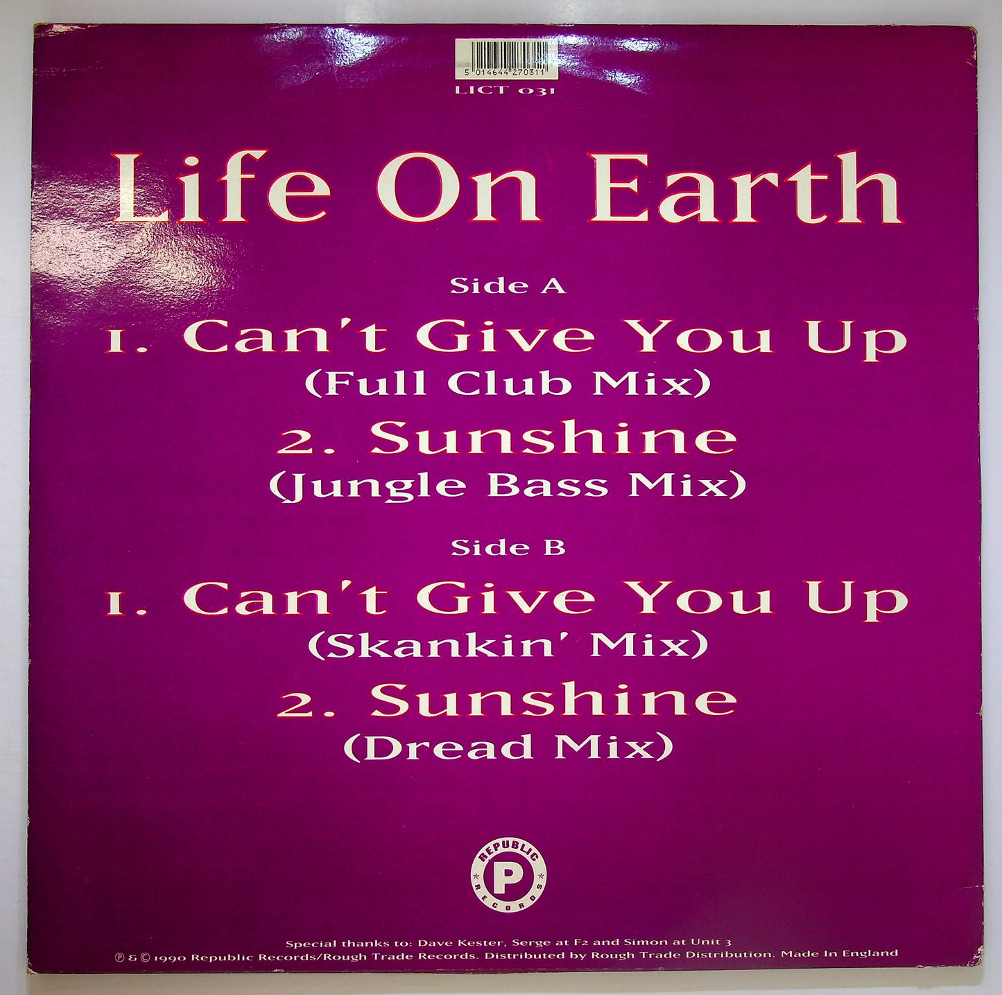 EBOND Life On Earth - Can't Give You Up Vinile V080121