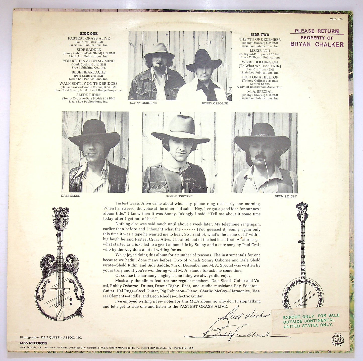 EBOND Osborne Brothers - Fastest Grass Alive Vinile V081017