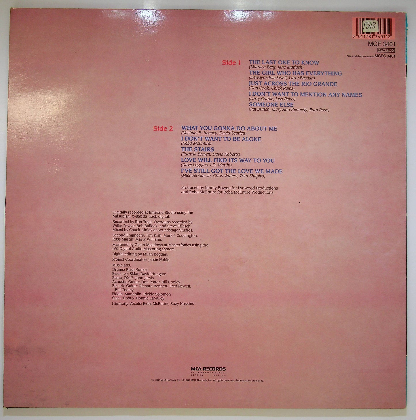 EBOND Reba McEntire - The Last One To Know Vinile V082060