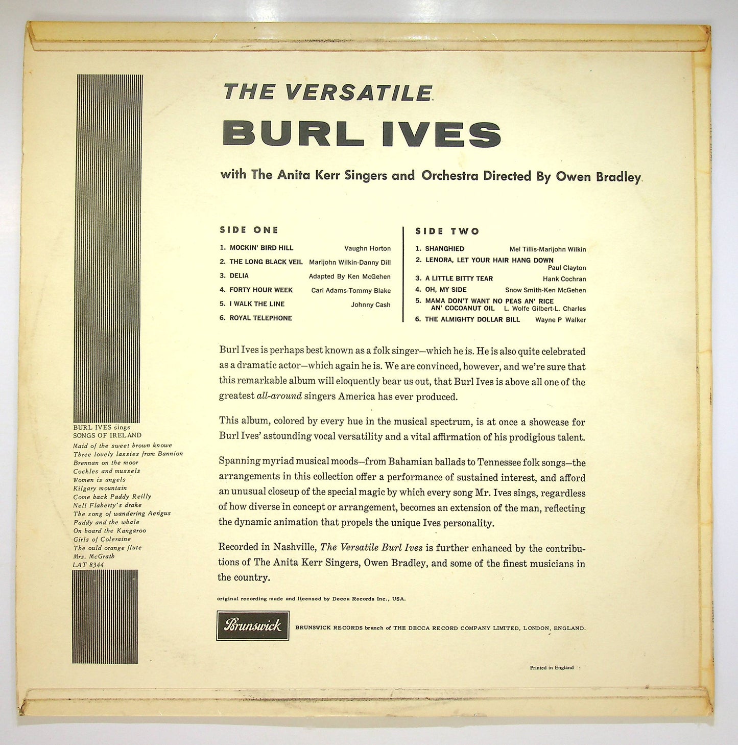 EBOND Burl Ives - The Versatile Burl Ives! Vinile V082062