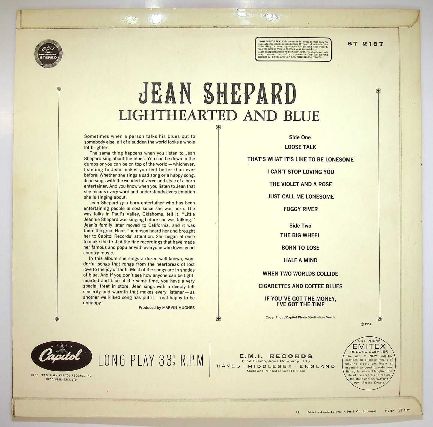EBOND Jean Shepard - Lighthearted & Blue Vinile V082070