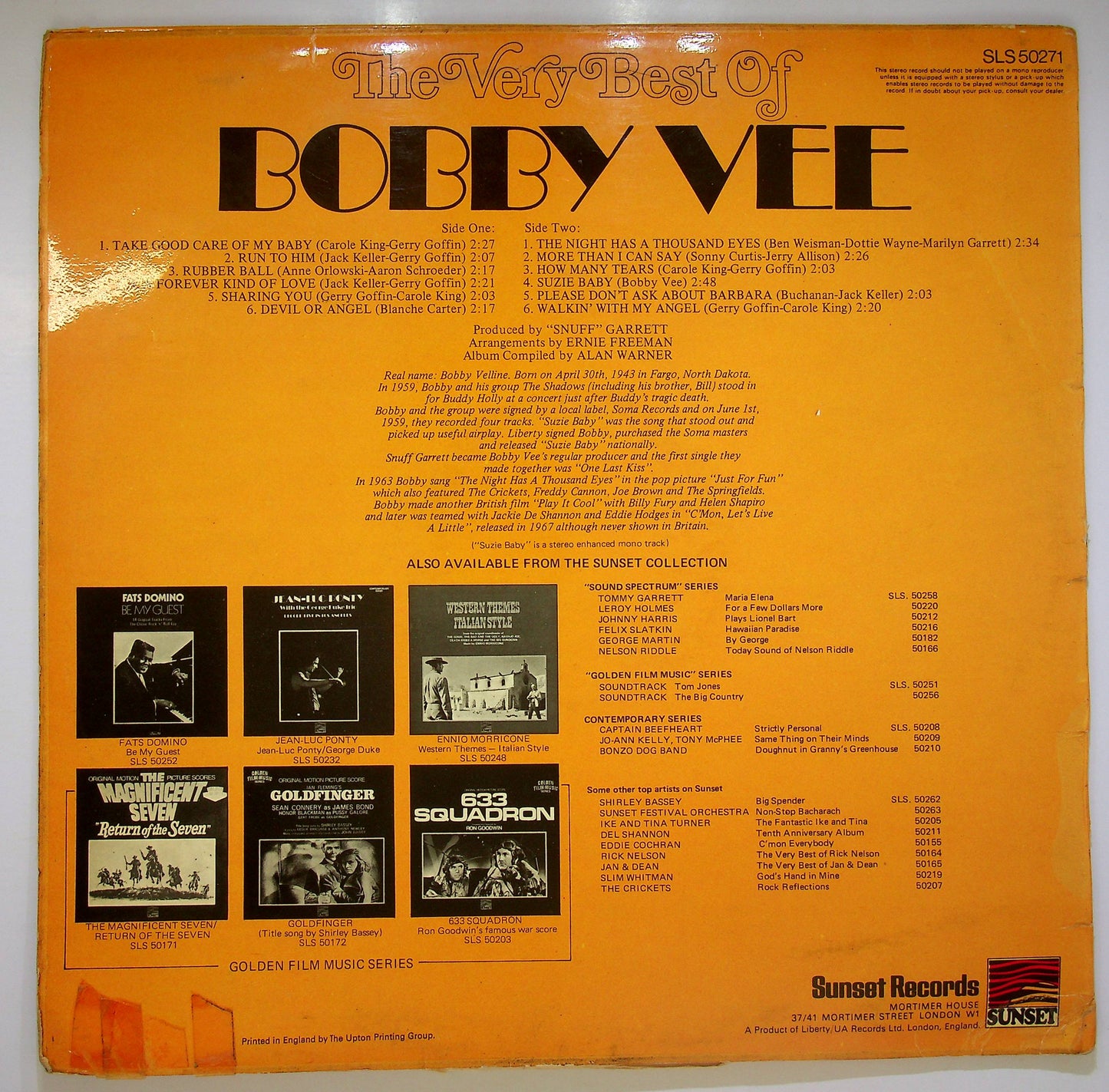 EBOND Bobby Vee - The Very Best Of Bobby Vee Vinile V082075
