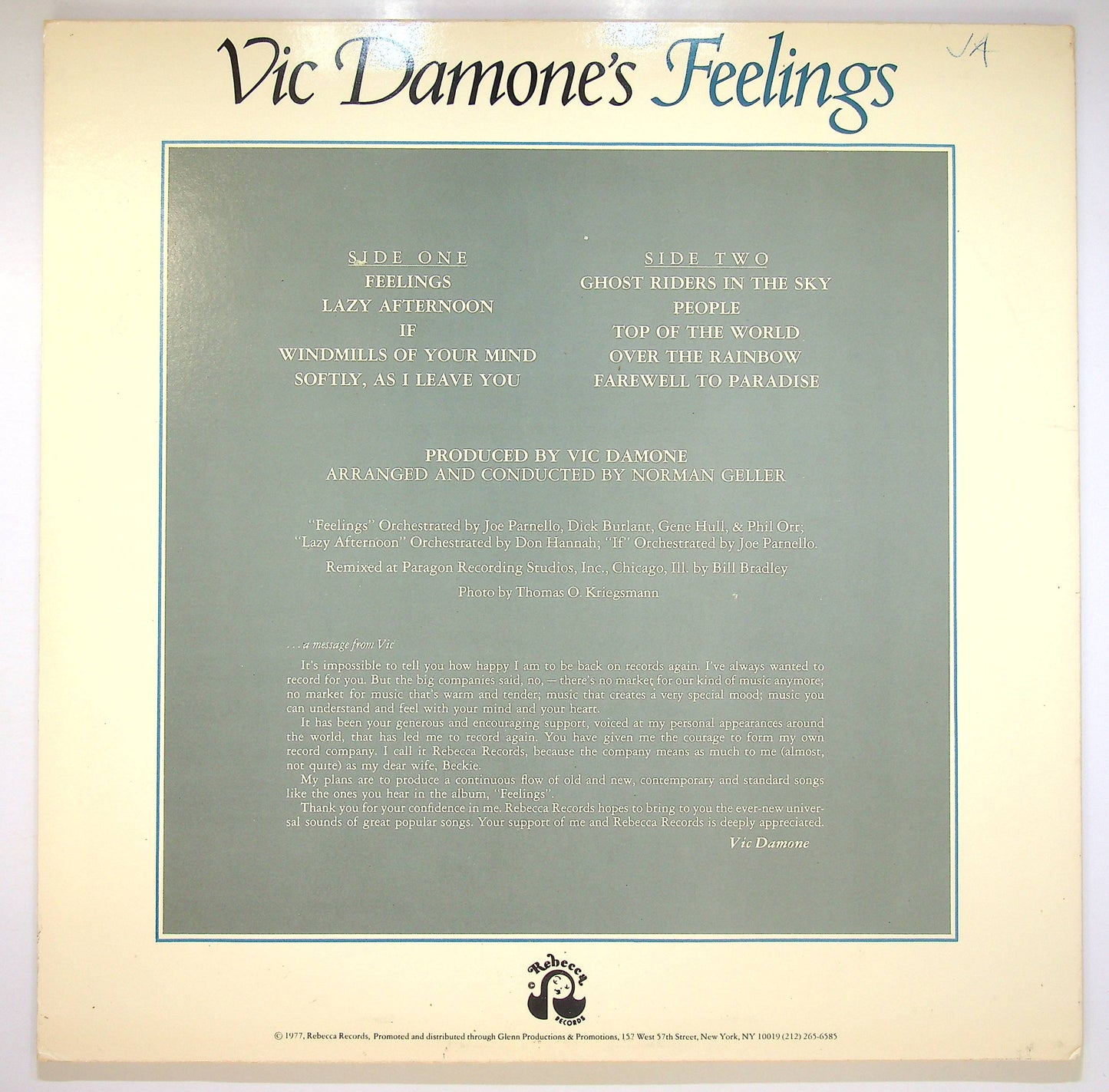EBOND Vic Damone - Vic Damone's Feelings Vinile V082078