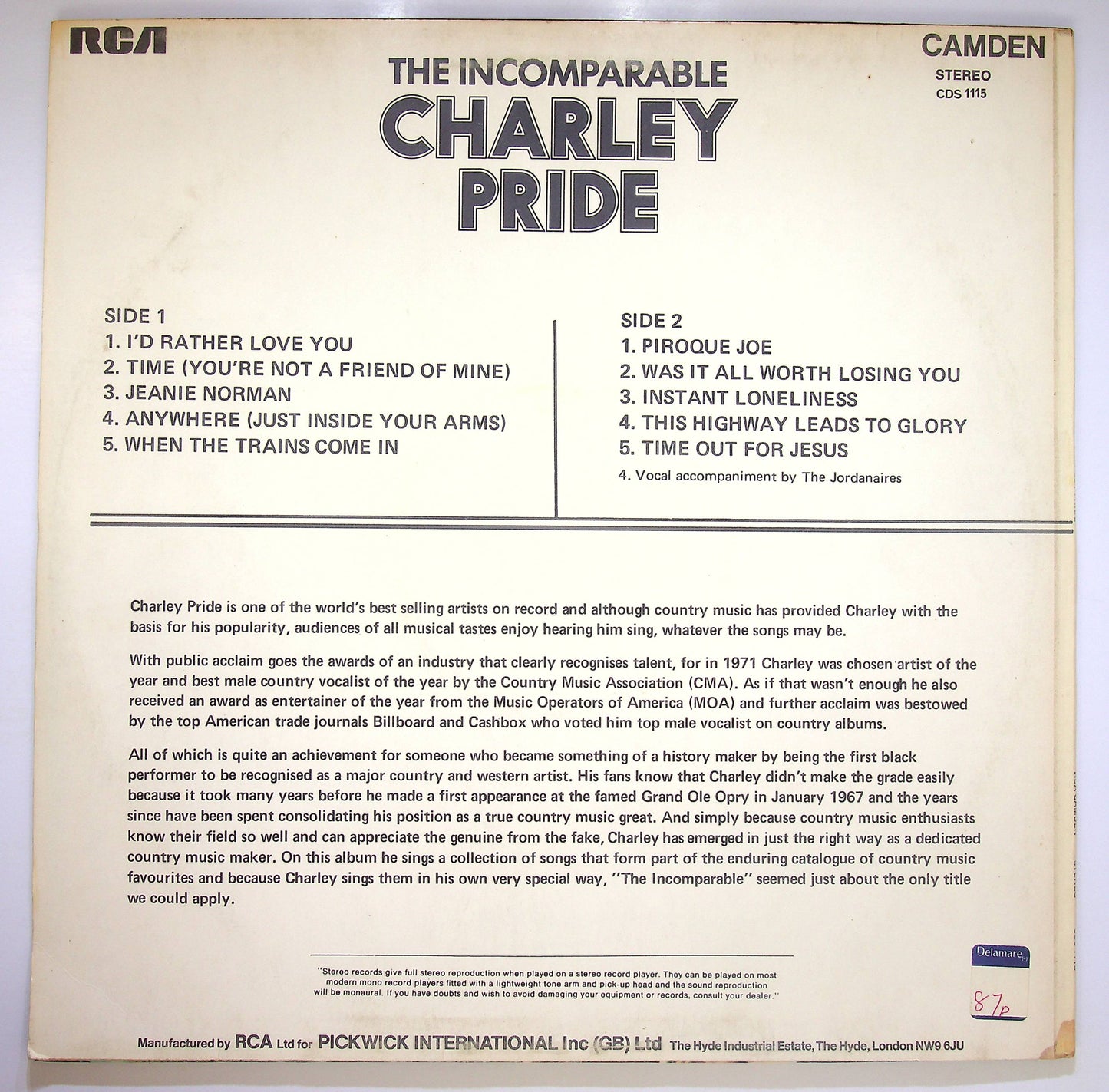 EBOND Charley Pride - The Incomparable Charley Pride Vinile V082081