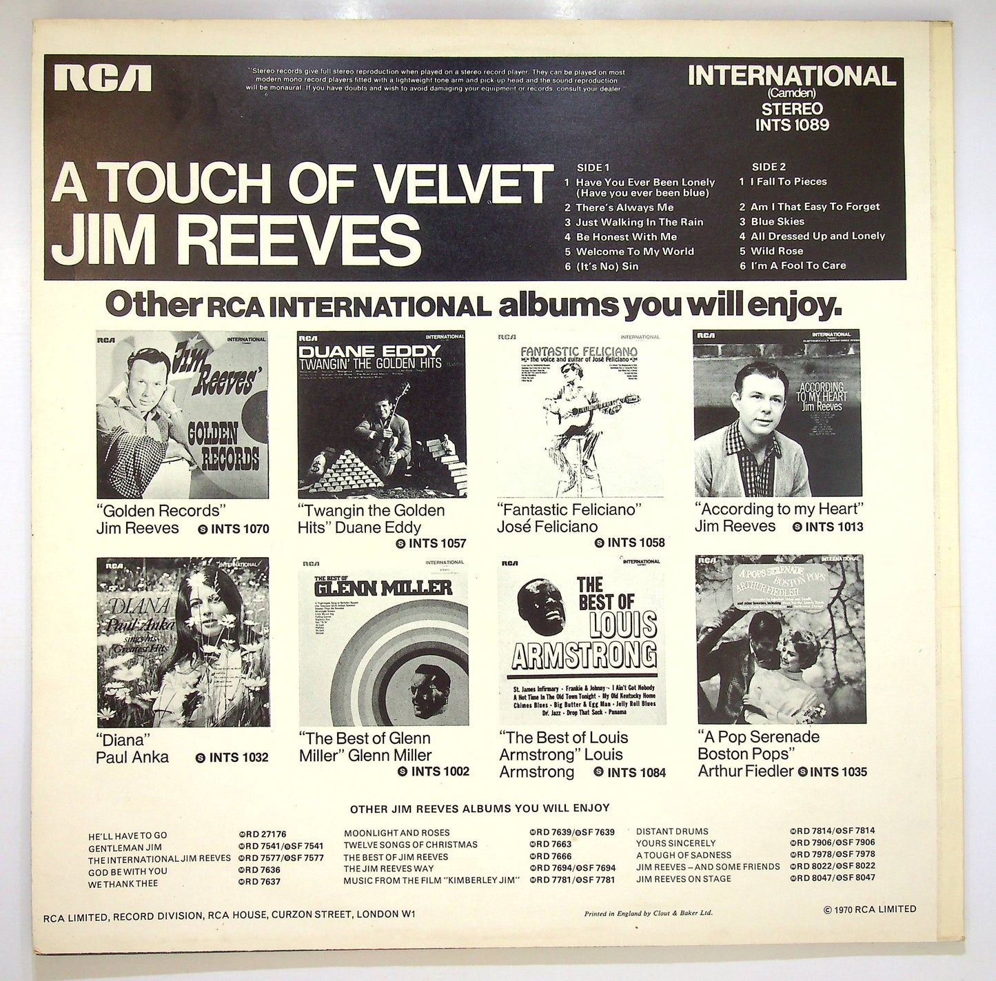 EBOND Jim Reeves - A Touch Of Velvet Vinile V082087