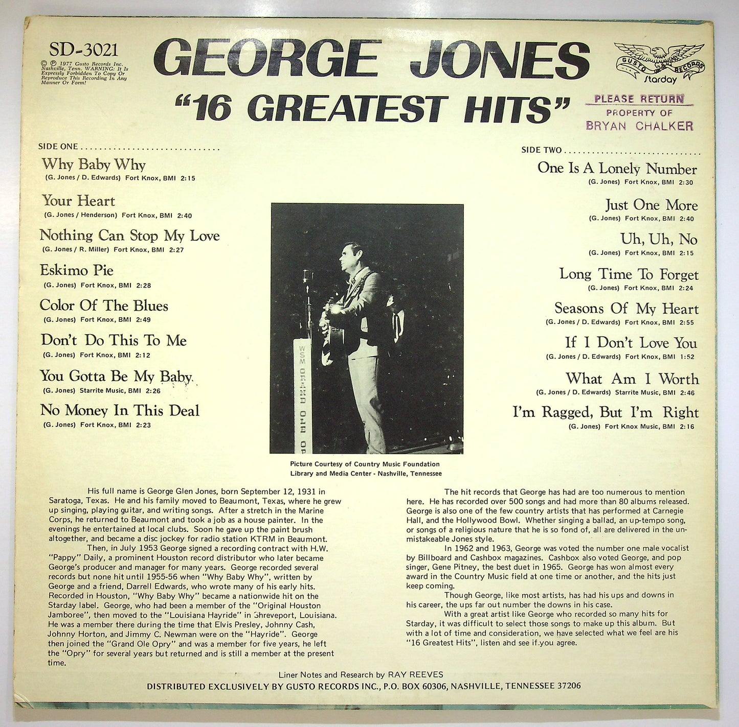 EBOND George Jones - 16 Greatest Hits Vinile V082098