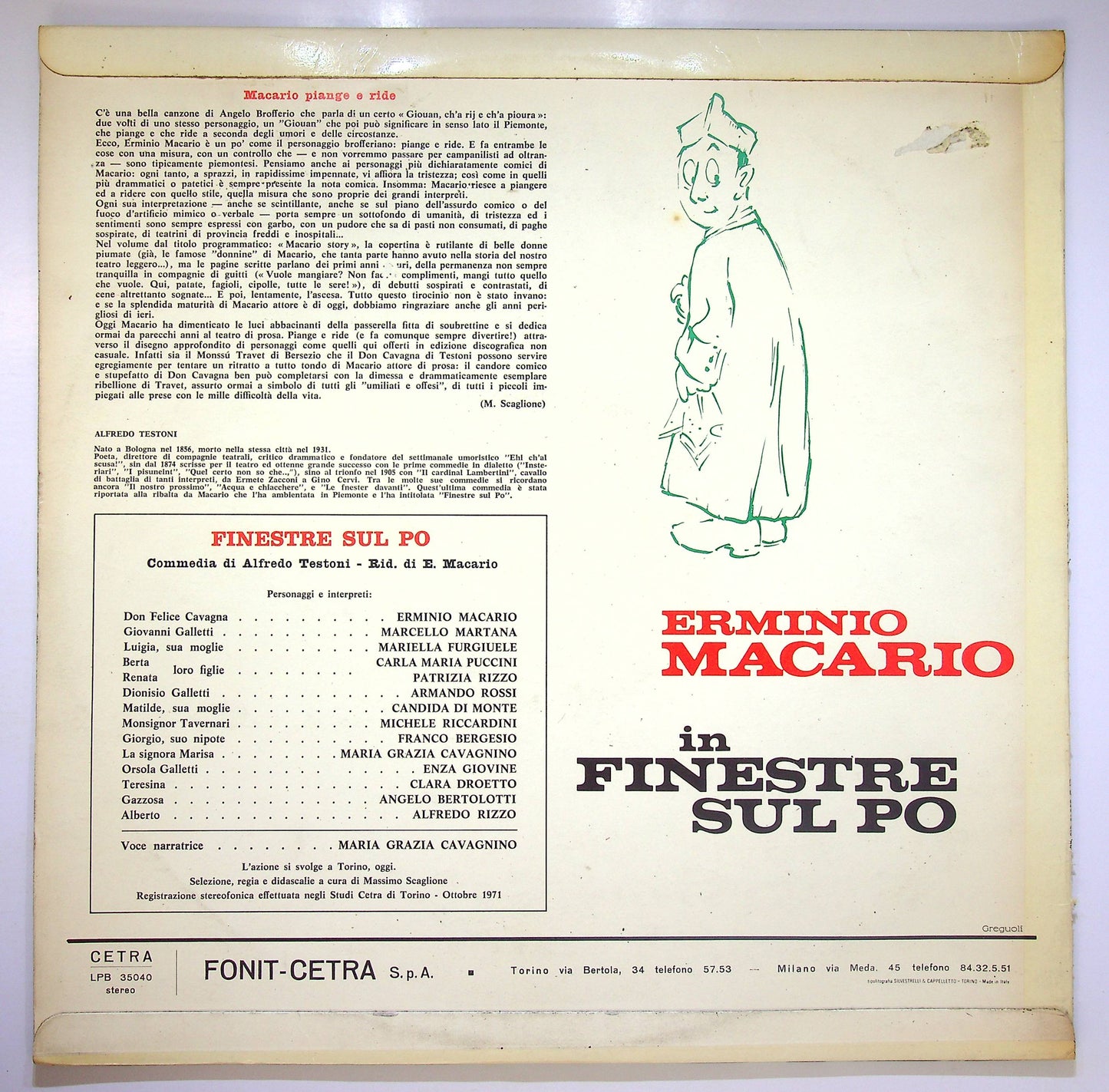EBOND Erminio Macario - Finestre Sul Po Vinile V082139