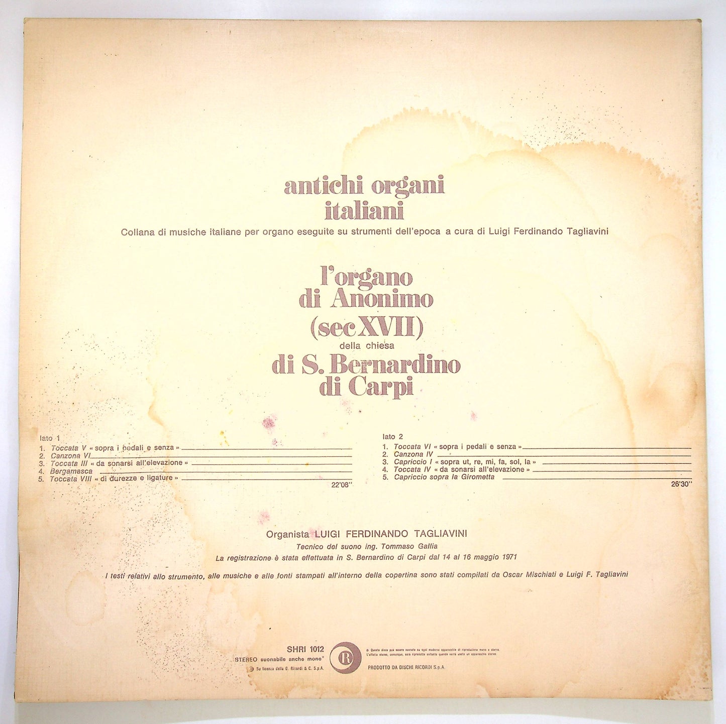 EBOND Organo Di S. Bernardino Di Carpi Vinile V083071