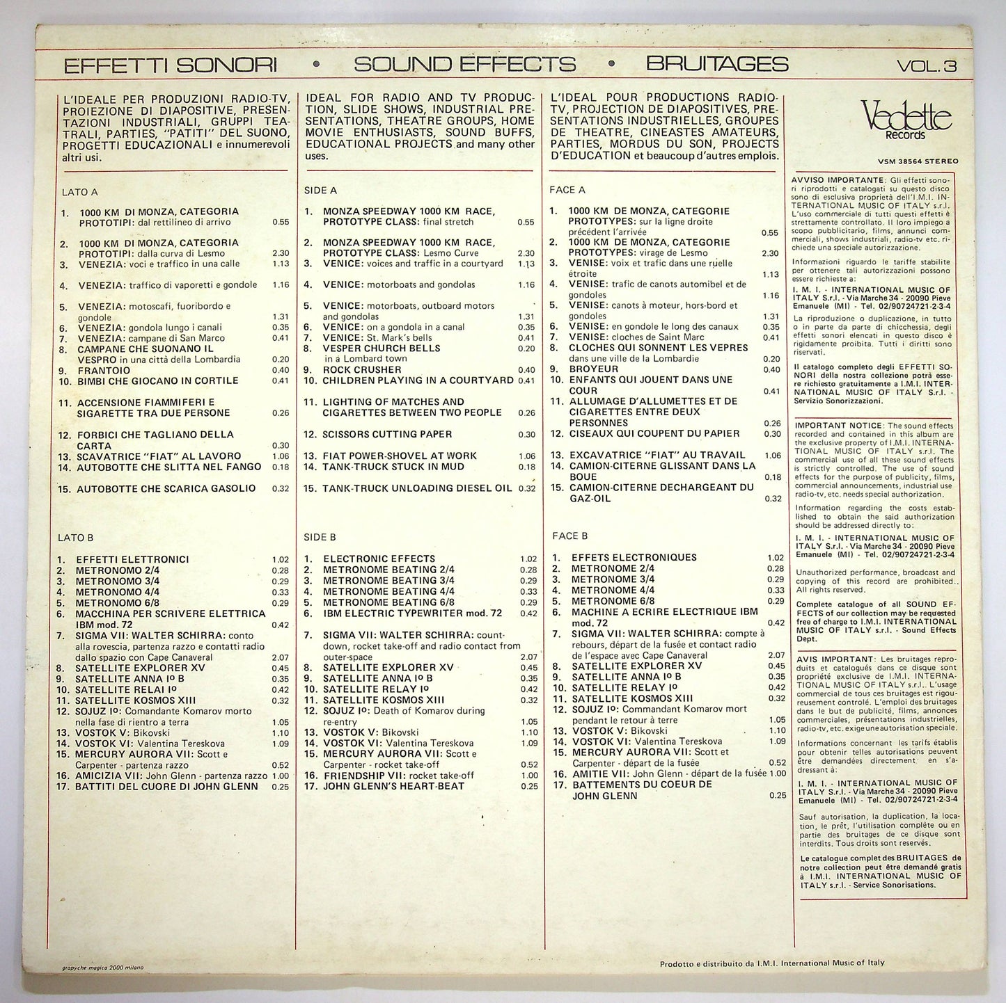 EBOND Sound Effects 3 - Effetti Sonori Vol. 3 Vinile V083077