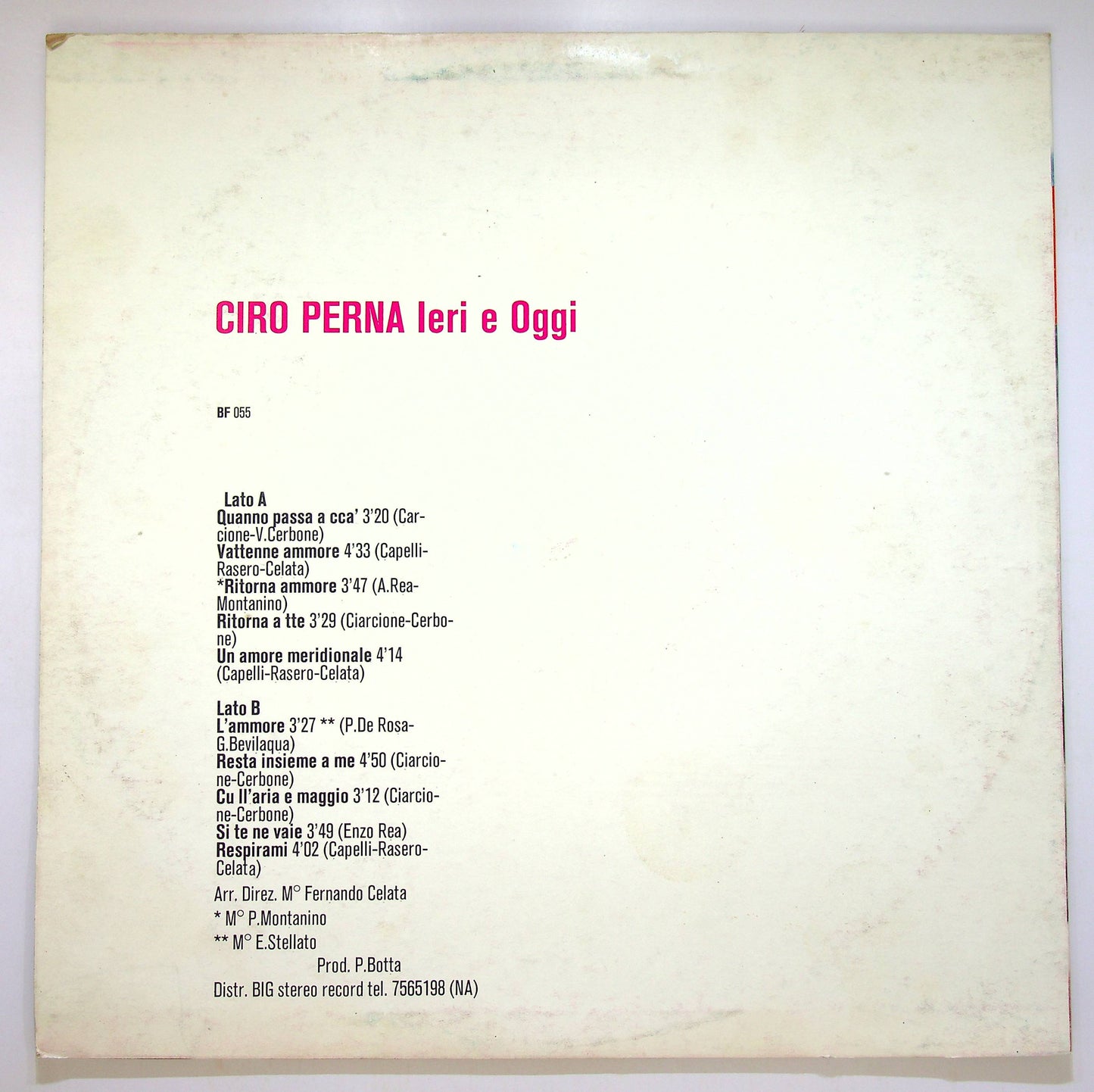 EBOND Ciro Perna - Ieri E Oggi Vinile V083112
