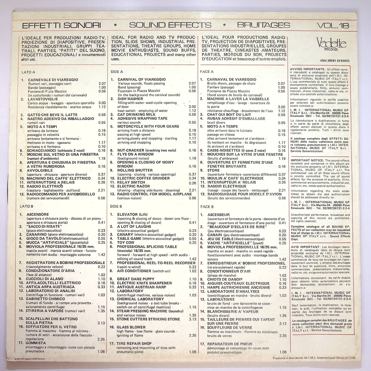 EBOND No Artist - Sound Effects 18 - Effetti Sonori Vol. 18 Vinile V083119