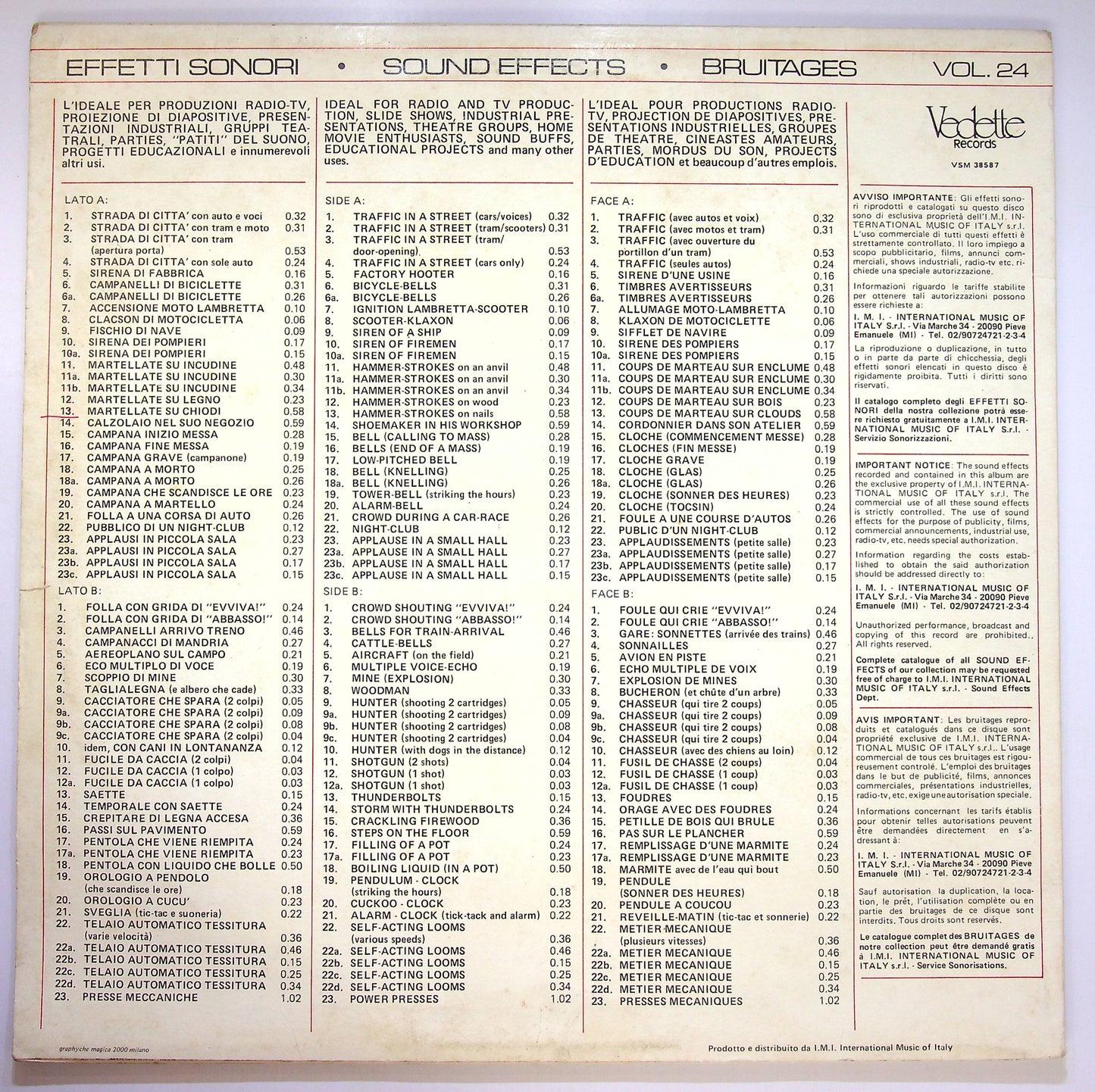 EBOND No Artist - Sound Effects 24 - Effetti Sonori Vol.24 Vinile V083120
