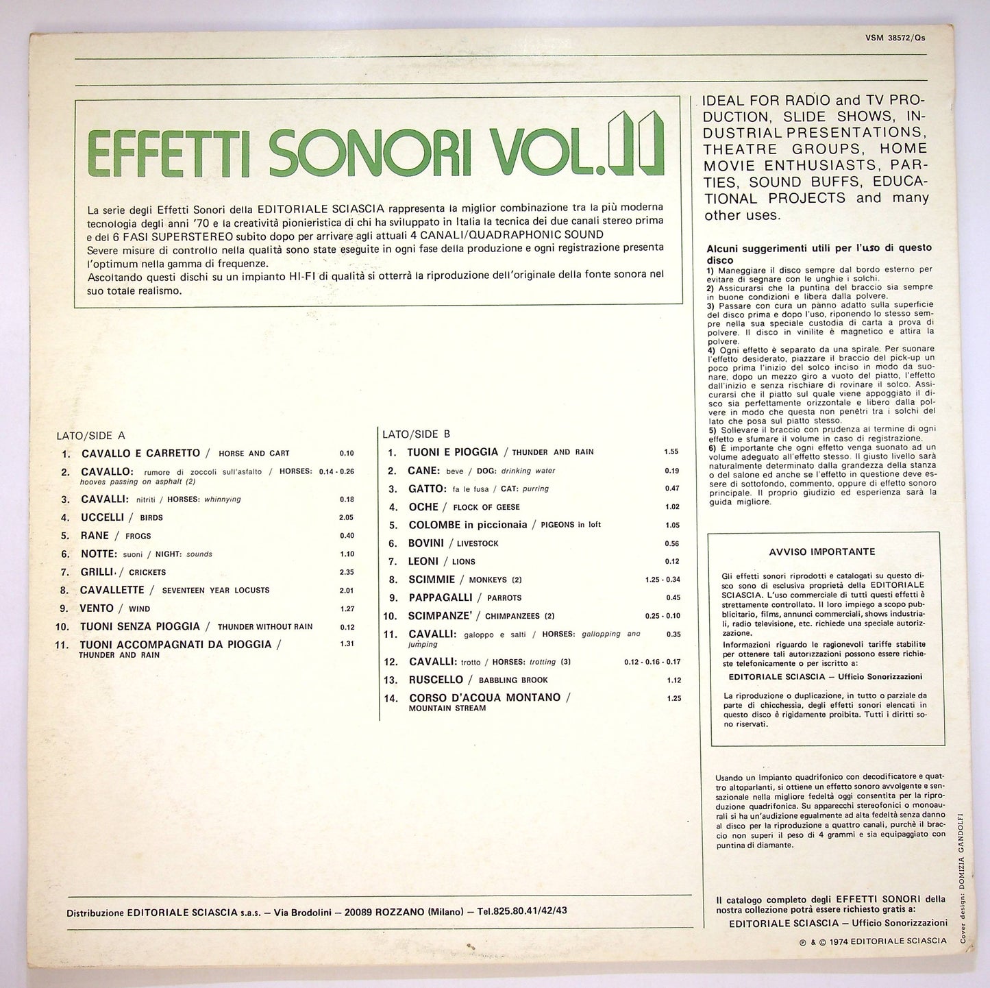 EBOND No Artist - Effetti Sonori Vol. 11 - Sound Effects Vinile V083129