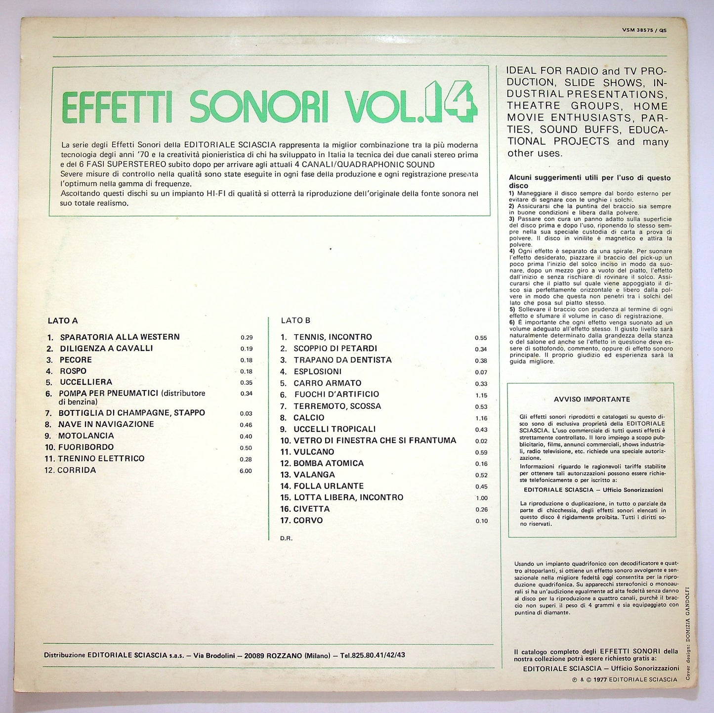 EBOND No Artist - Effetti Sonori Vol. 14 - Sound Effects Vinile V083131